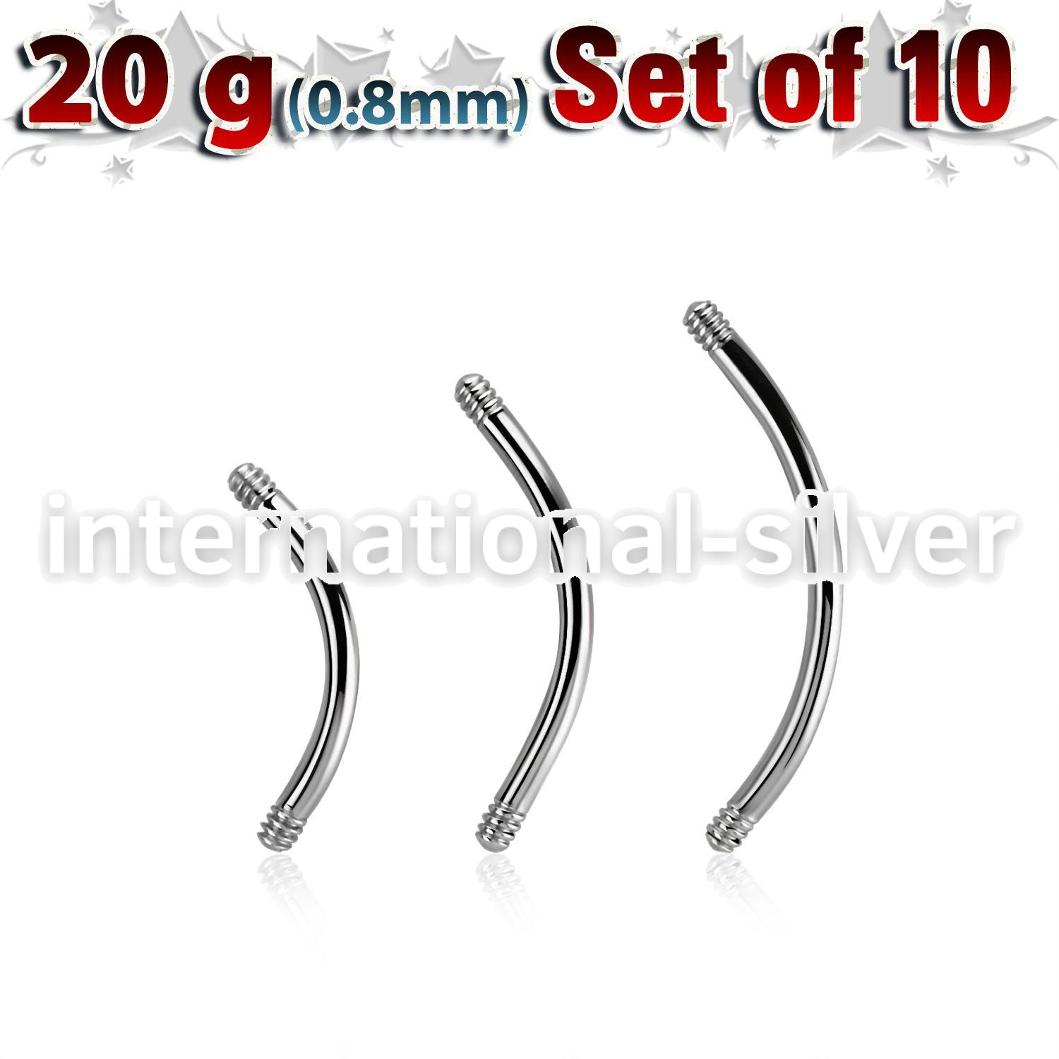 xbn20g set w 316l steel eyebrow banana posts w 0.8mm threading