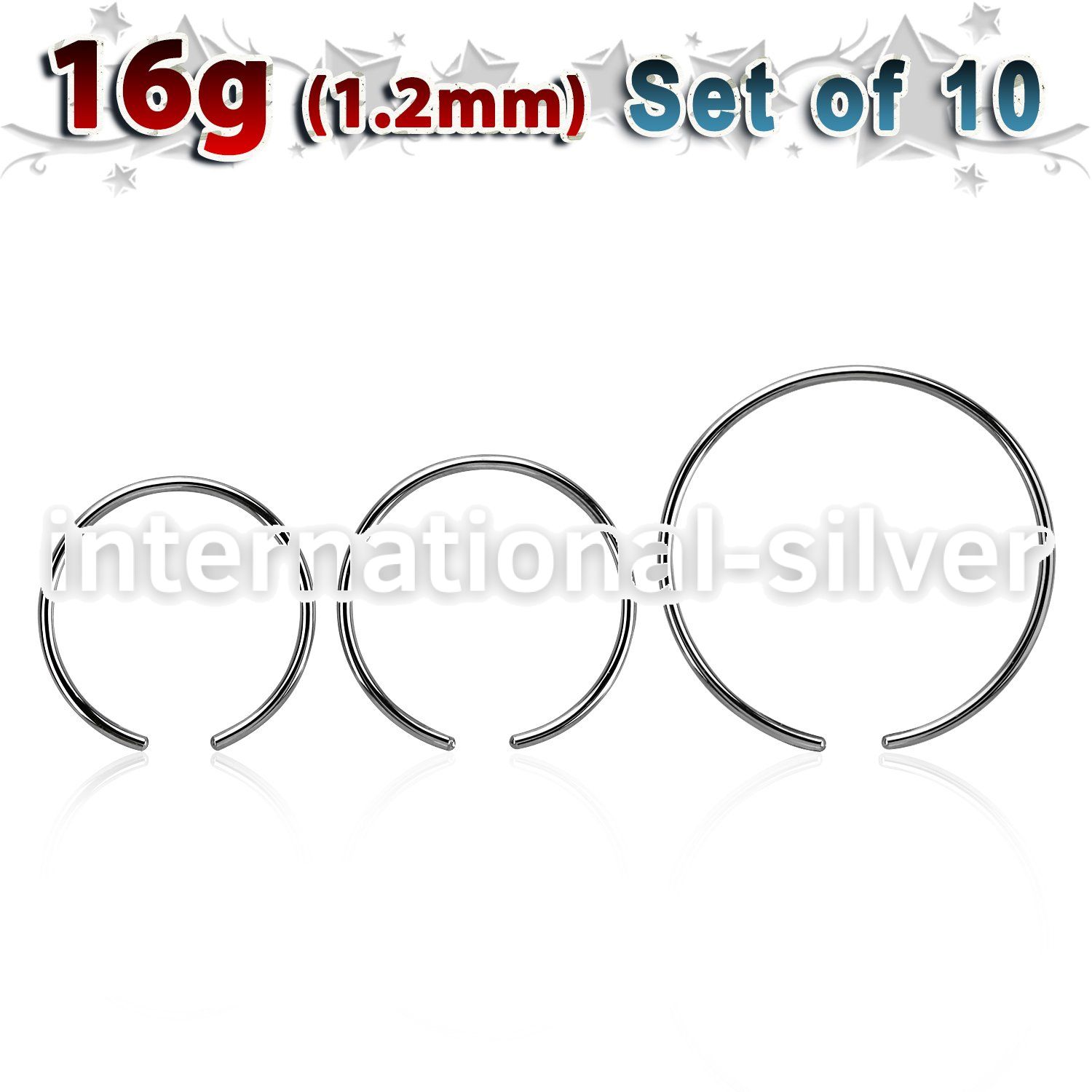 xcr16g pack w 10 pcs. 316l steel ball closure ring post  1.2mm