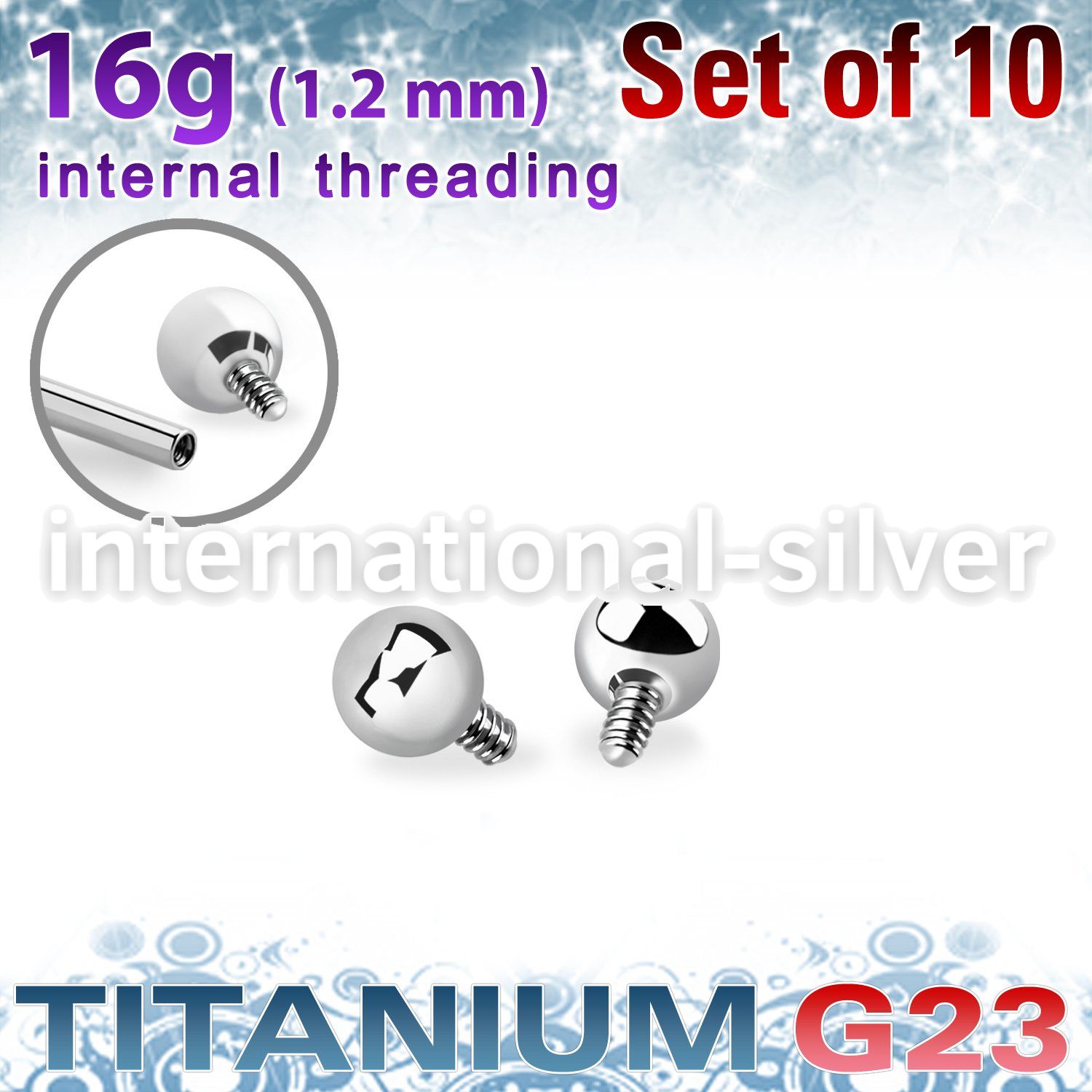 xubal2i titanium 2mm balls 09 threading 10pcs