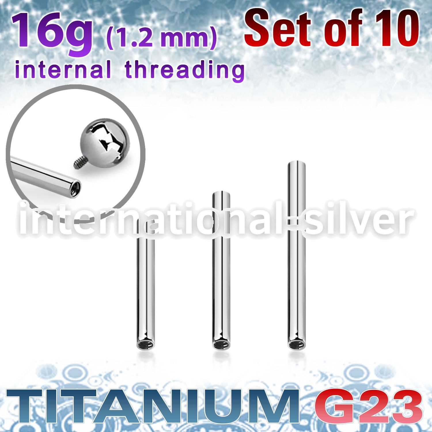 xubb16gi titanium internal threading bars 10pcs