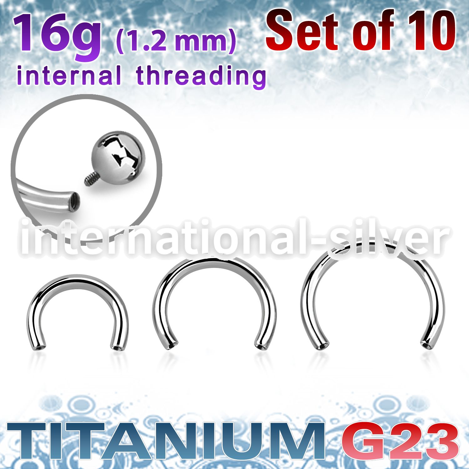 xucb16gi titanium internal threading horseshoe bars 10pcs