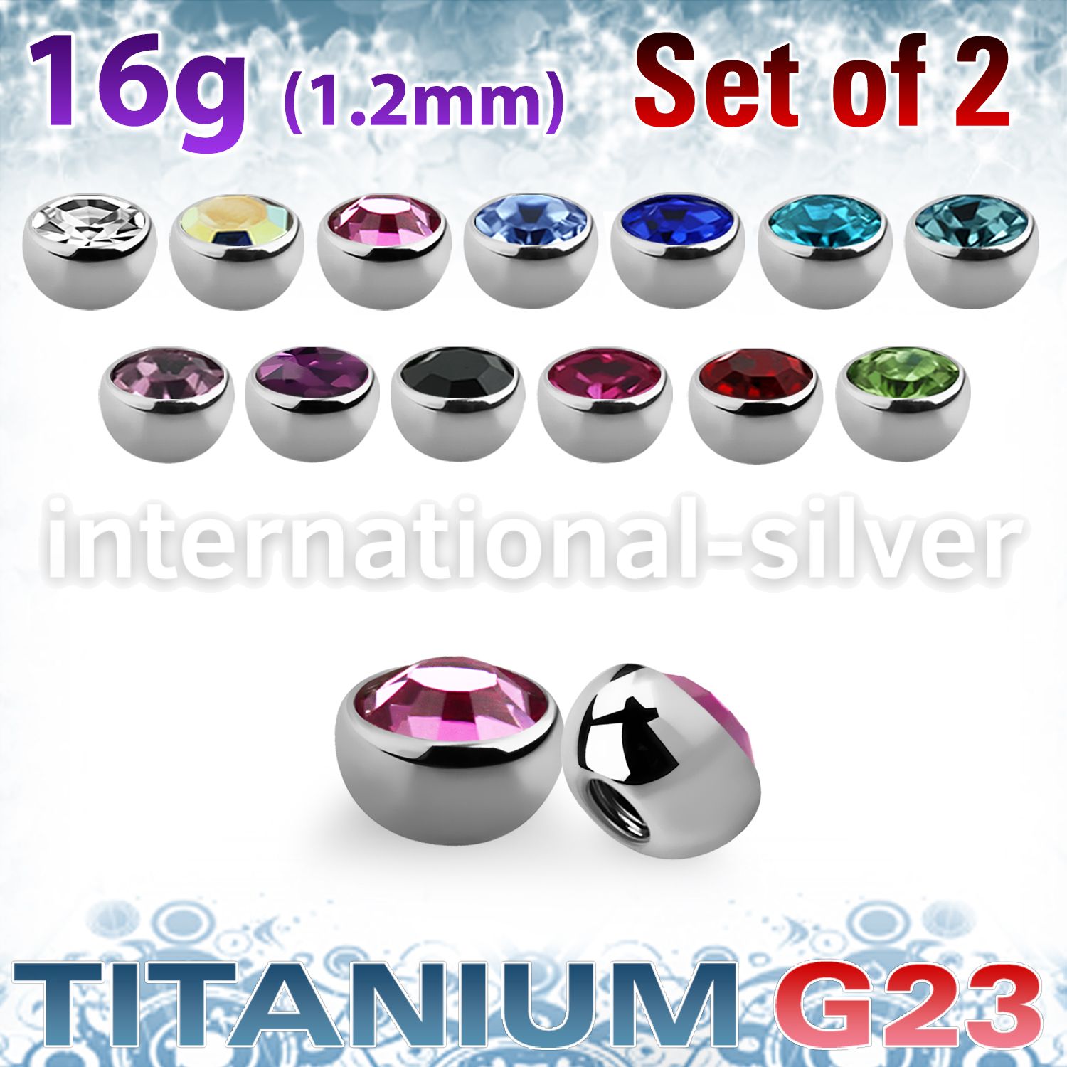 xuhjb3 titanium press fit half gem balls 2pcs