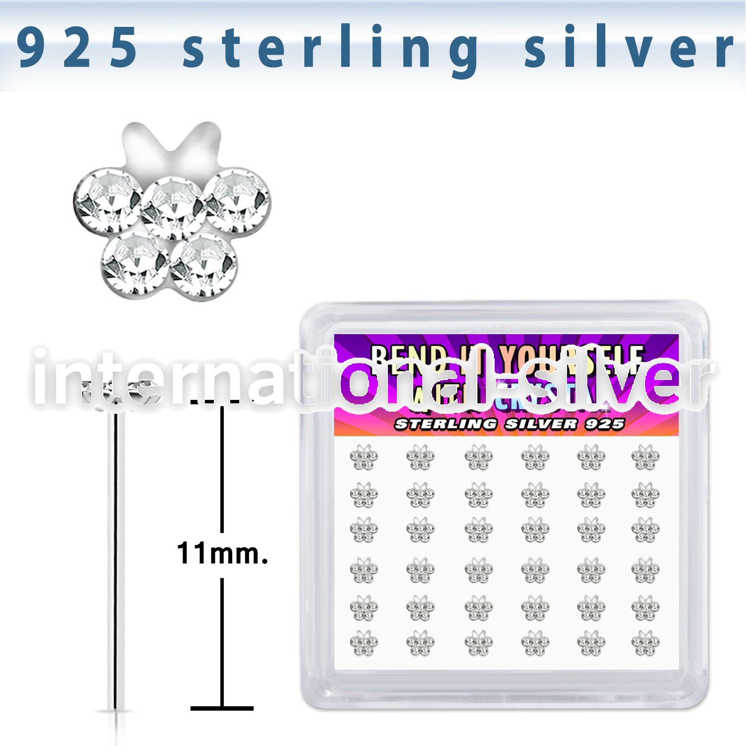 yxbufc36 silver bend it to fit nose studs 22g butterfly 36