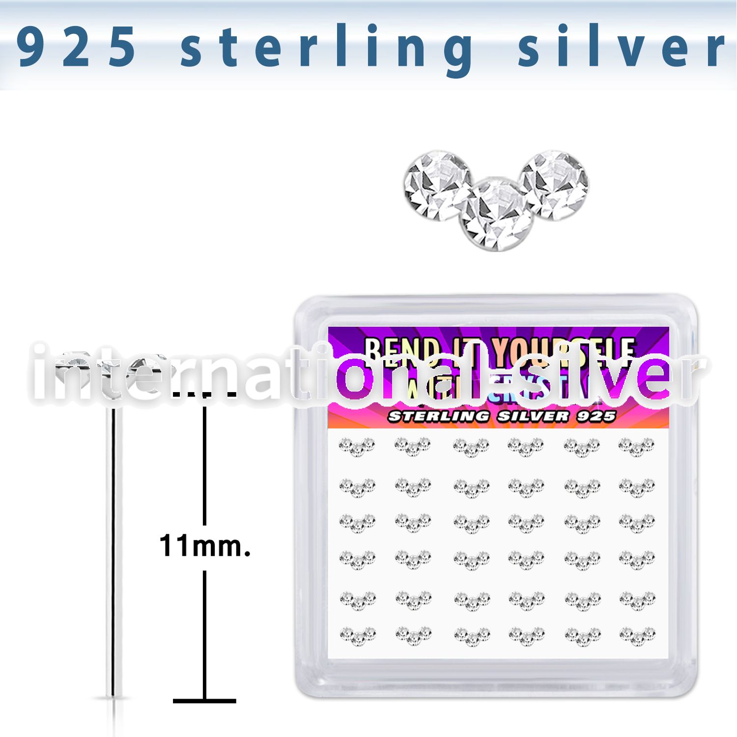 yxcubc36 silver bend it to fit nose studs 22g curved 36