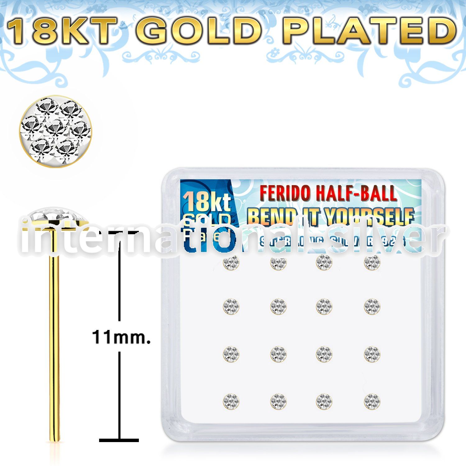 yxfr16gc 18k gold silver bend it to fit nosestuds 22g ferido