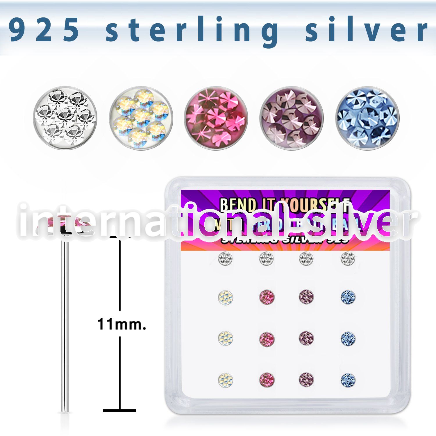 yxfr16m silver bend it to fit nose studs 22g ball ferido