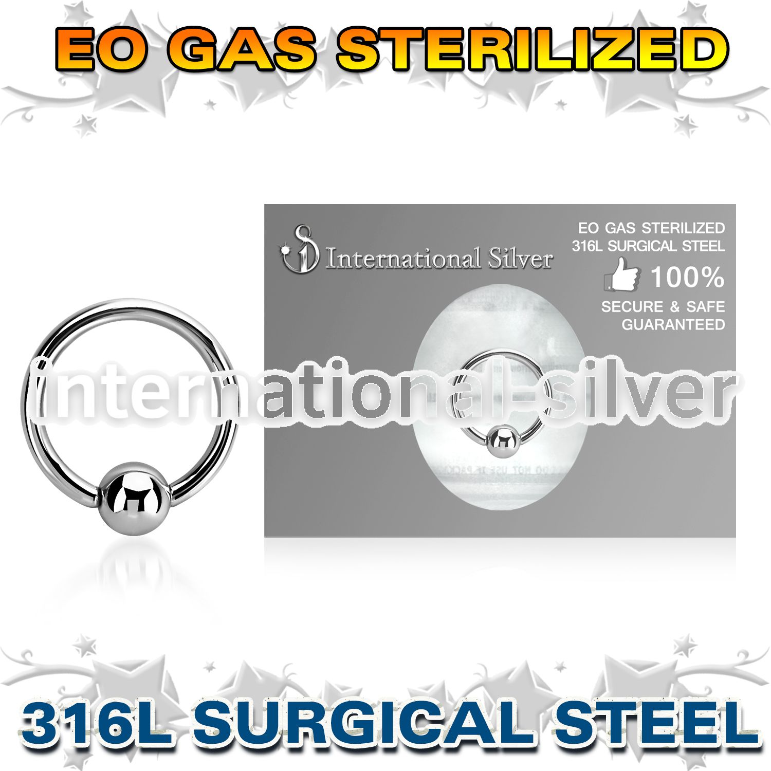 zbcr16g surgical steel ball closure ring sterilized 4mm