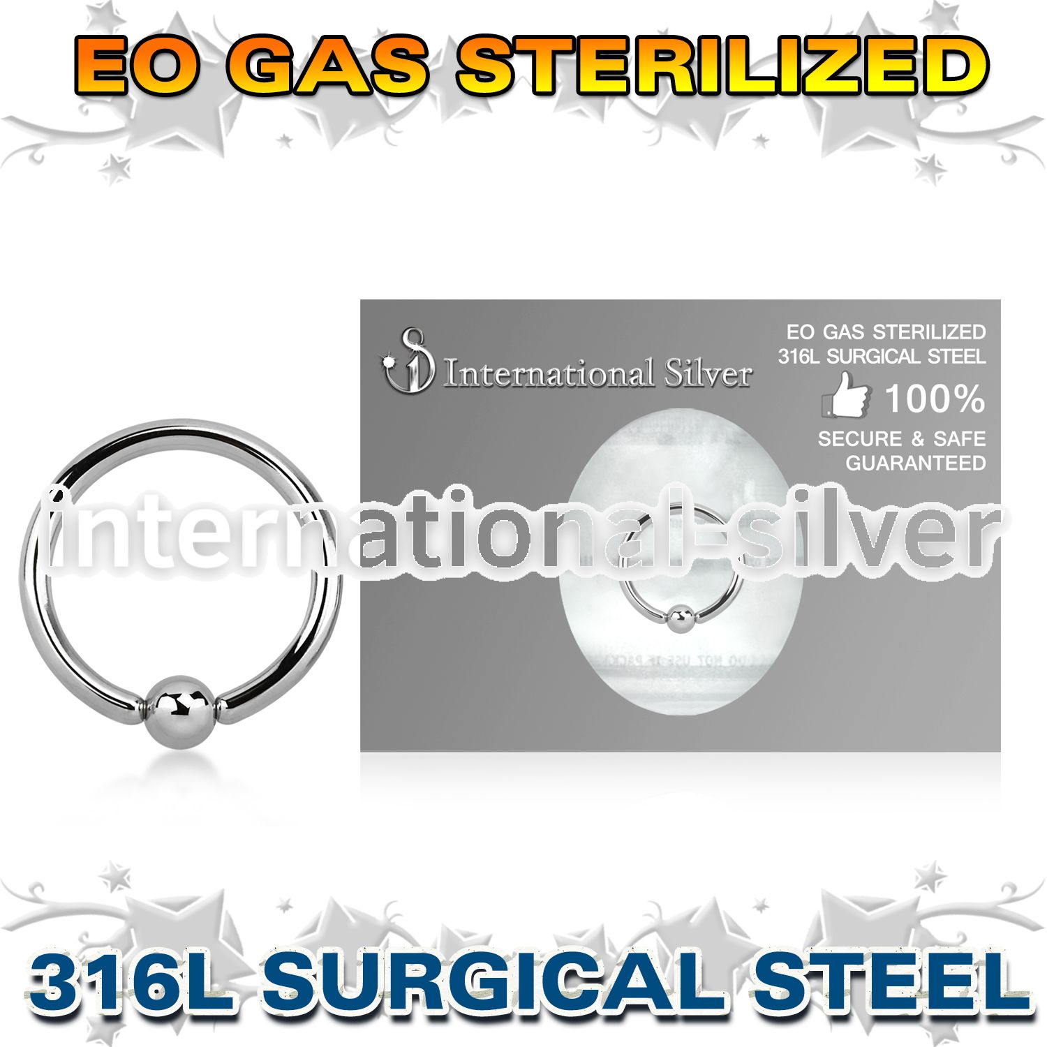 zbcr18s surgical steel captive bead ring sterilized