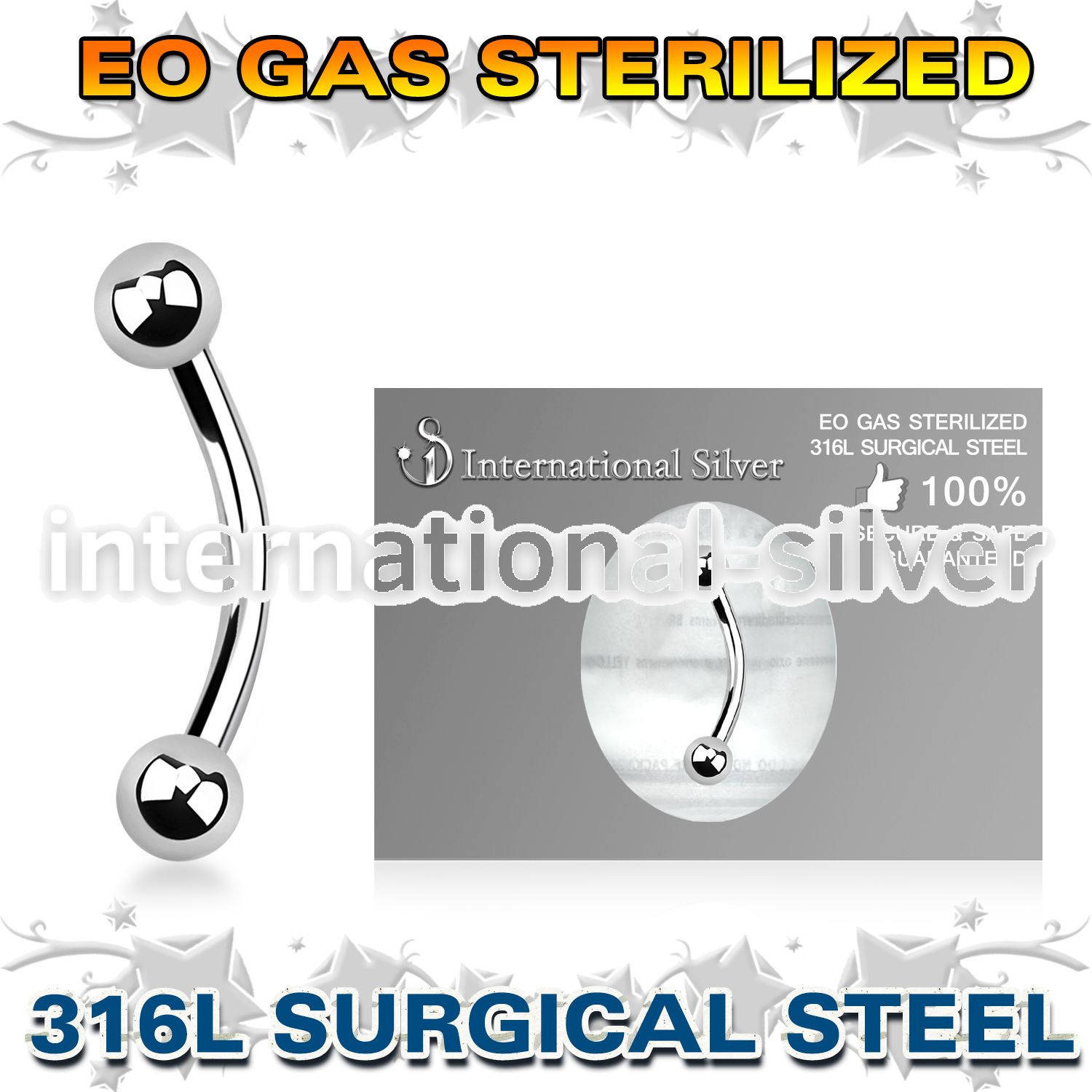 zbnb4 surgical steel banana eo gas sterilized 4mm balls
