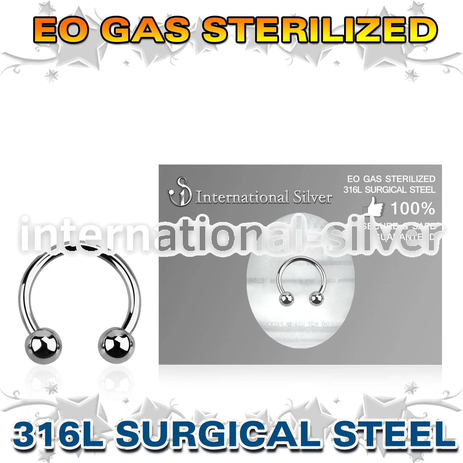 zcb18b3 surgical steel horseshoe sterilized 3mm balls