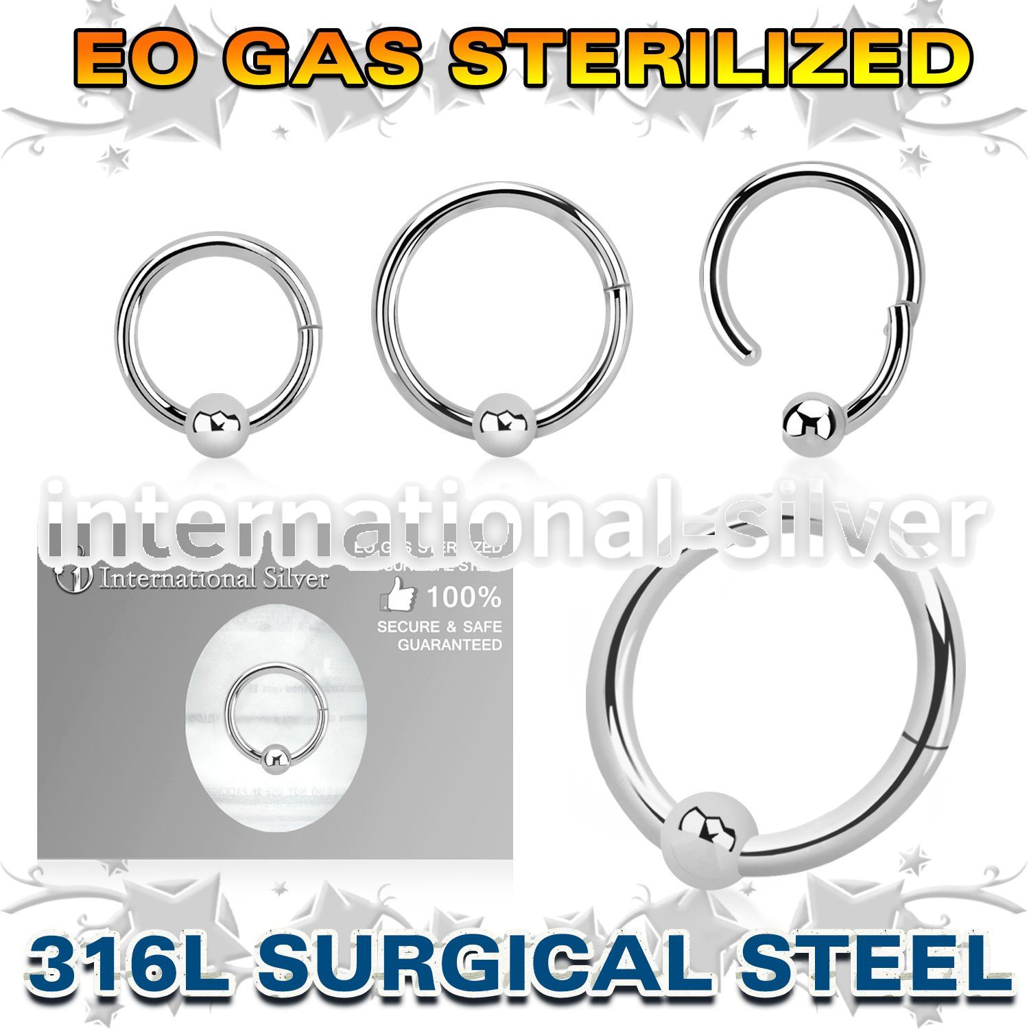 zhbcrb16 sterilized steel hinged captive bead ring 16g ball