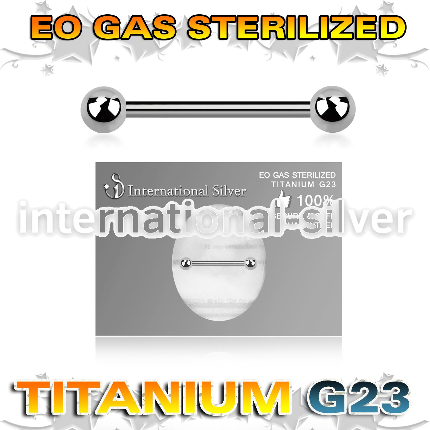 zubbnps titanium barbell eo gas sterilized 4mm balls