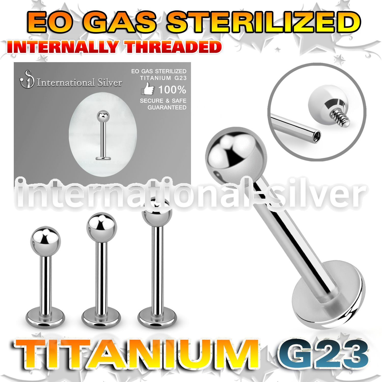 zulbb3in sterilized titanium labret stud 16g ball internal