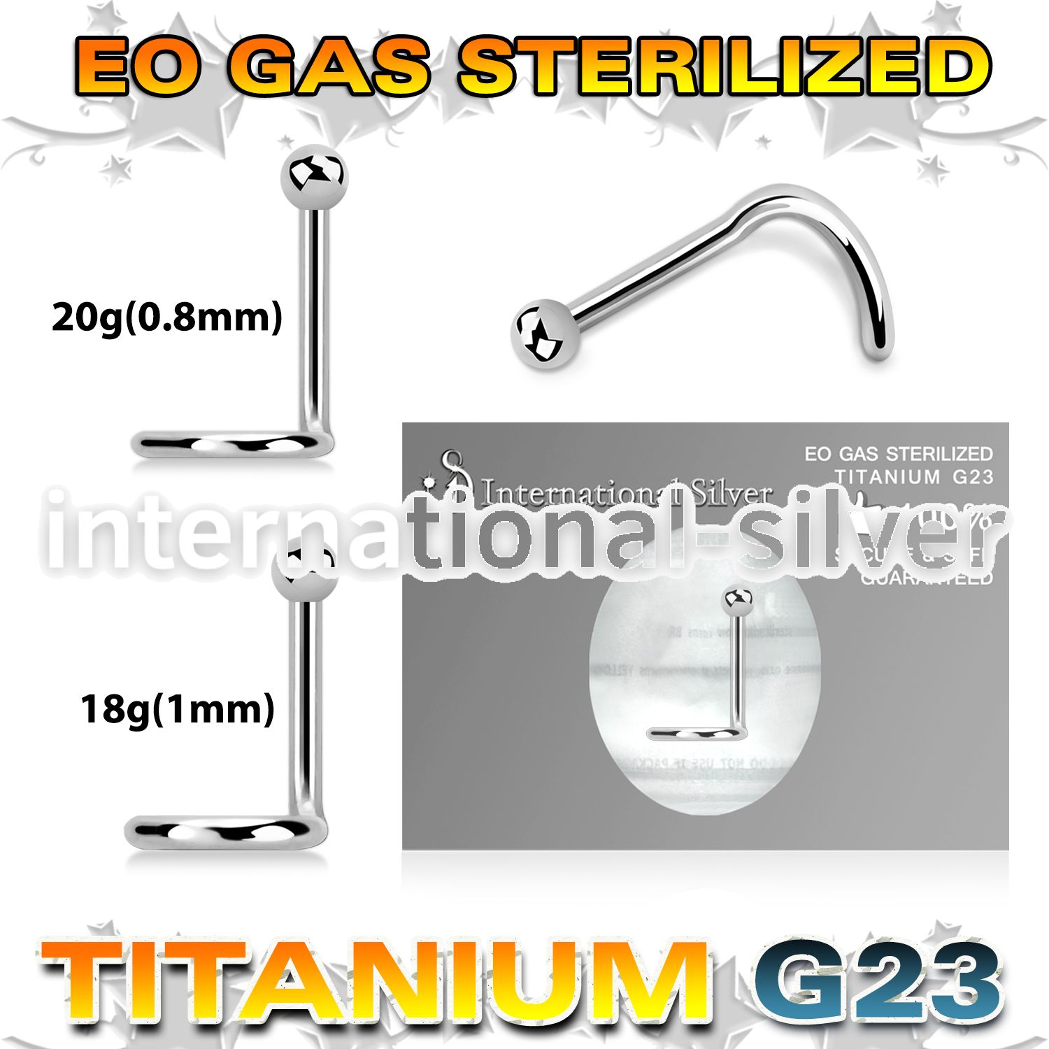 zunsb sterilized titanium nose screw 20g 18g ball top