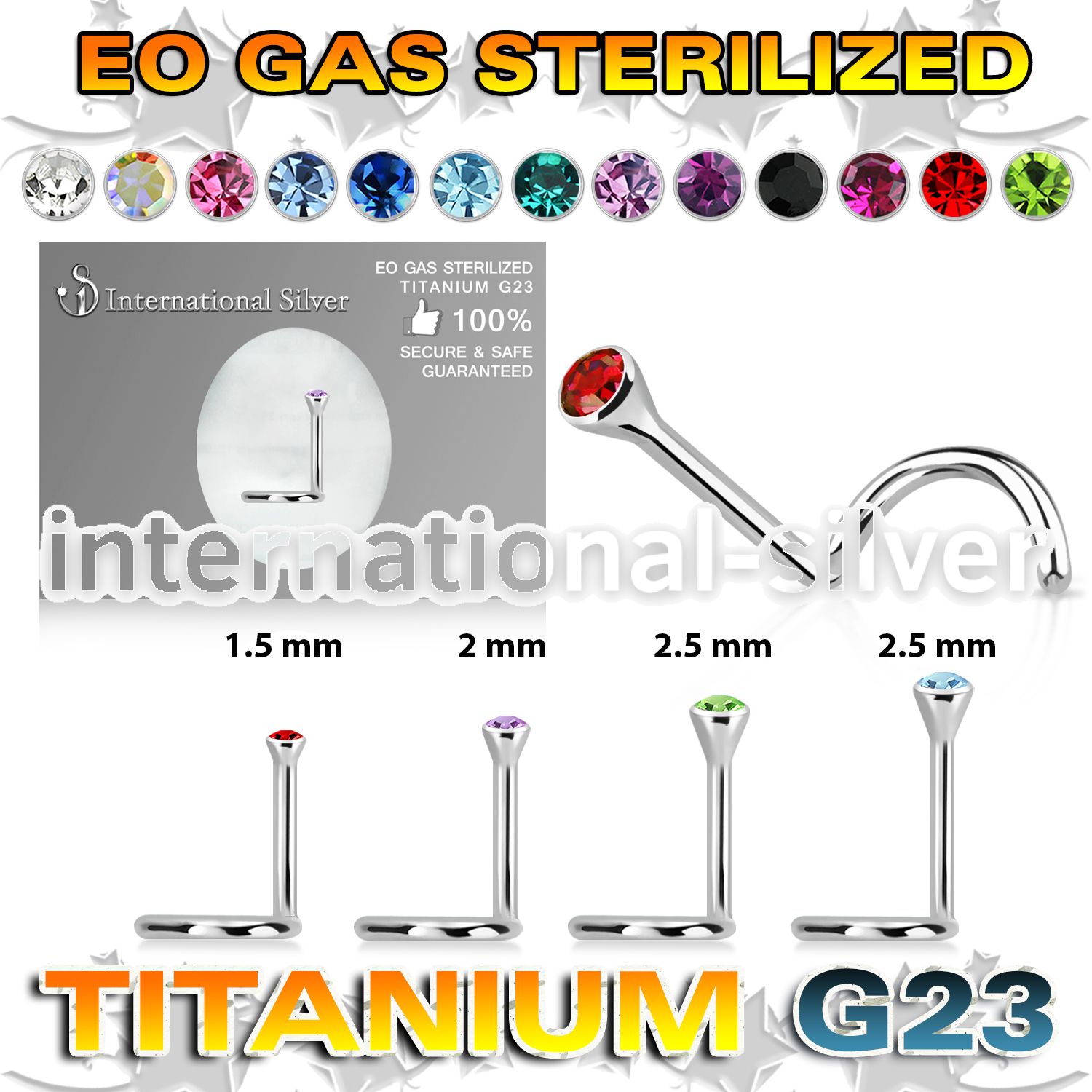 zunsc l shape nose studs titanium g23 implant grade nose