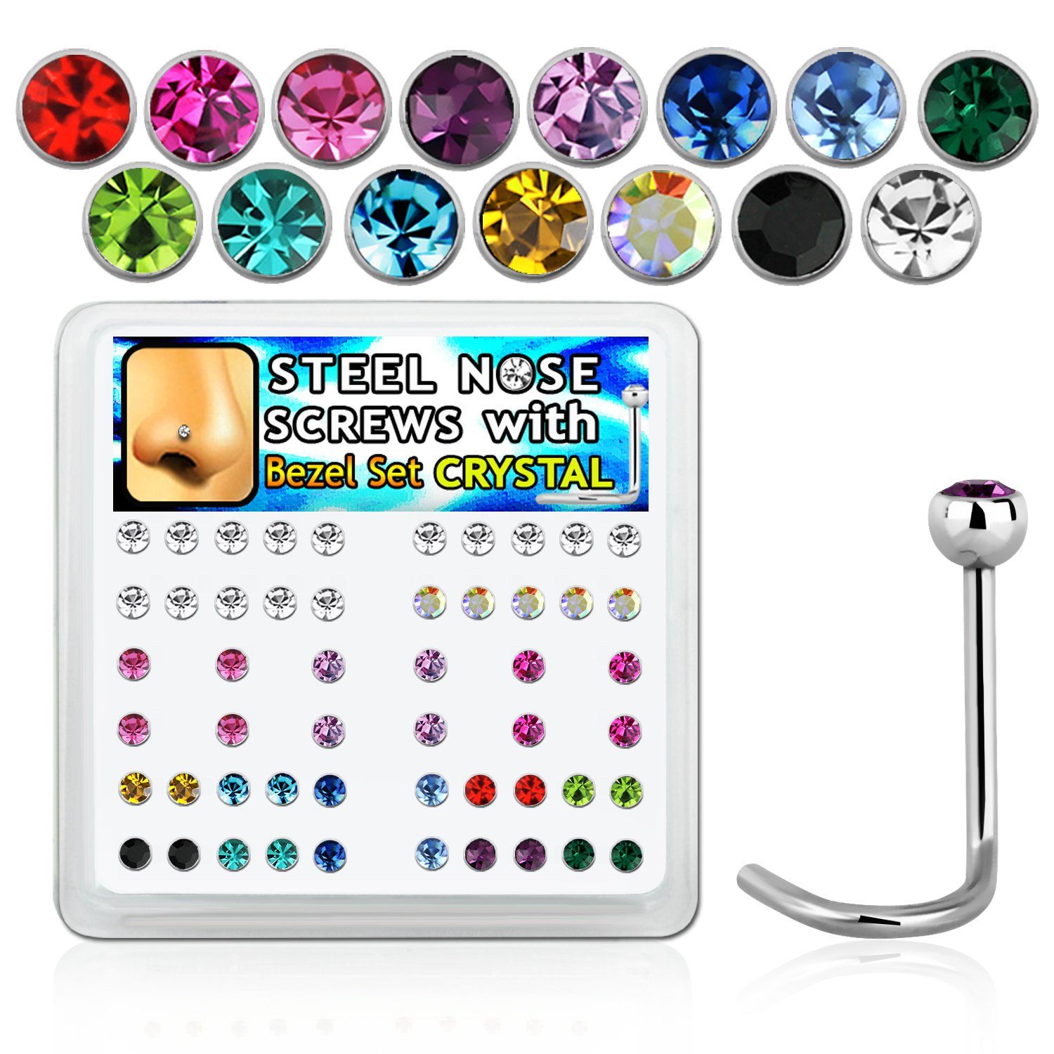 nscb25xm l shape nose studs surgical steel 316l nose