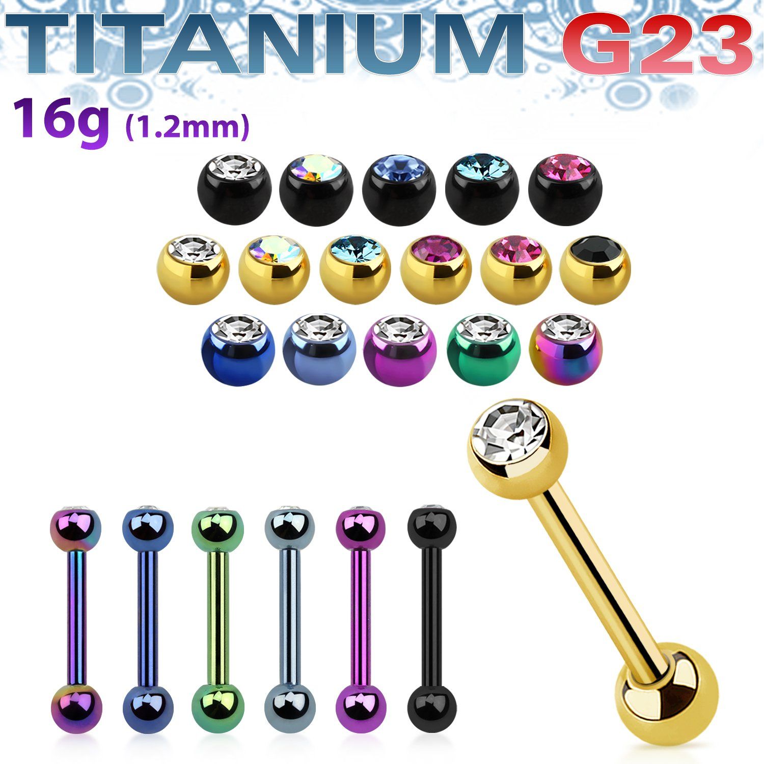 ubbert52 straight barbells anodized titanium g23 implant grade tragus