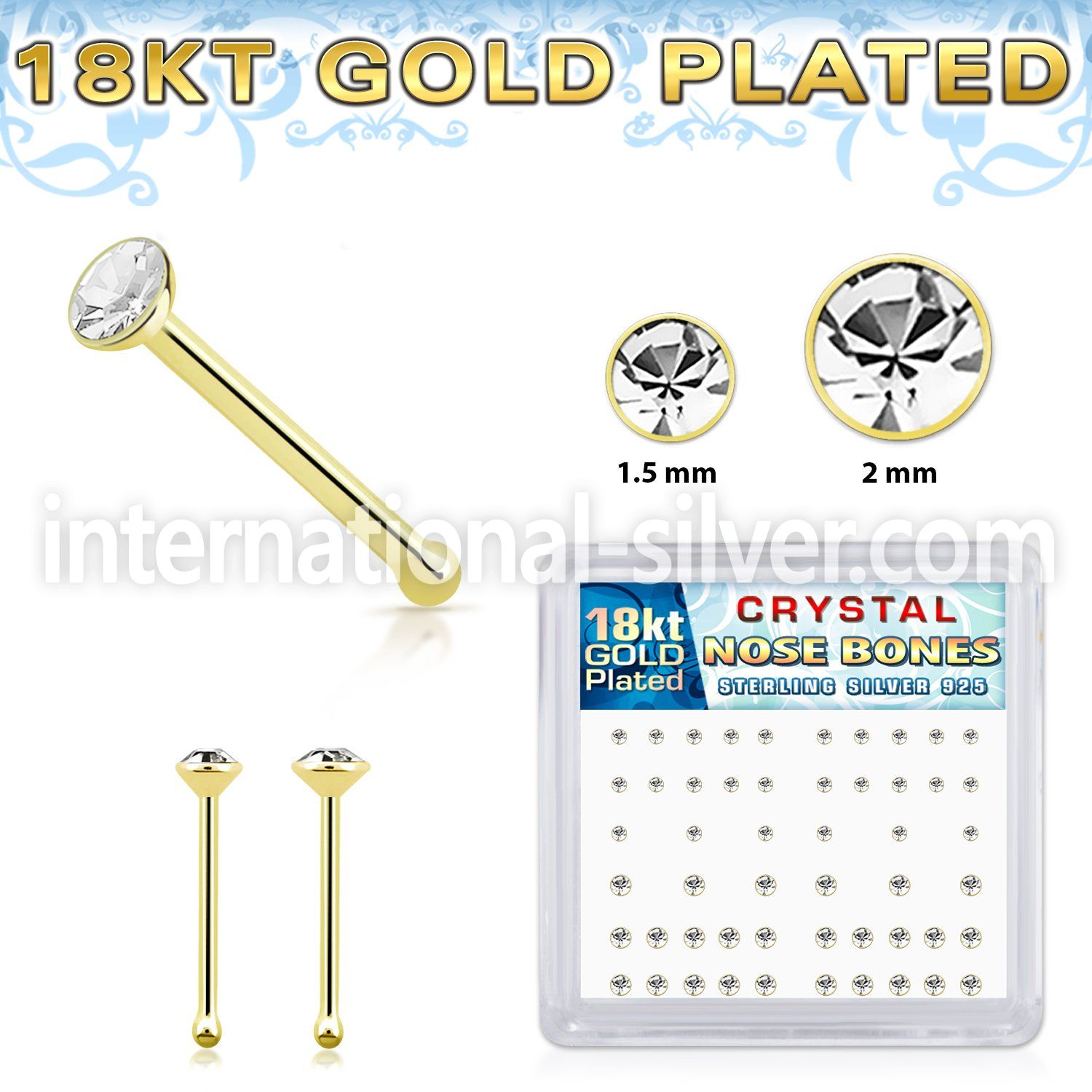 18bxbmc8 18k gold silver 22g nose bones clears 52