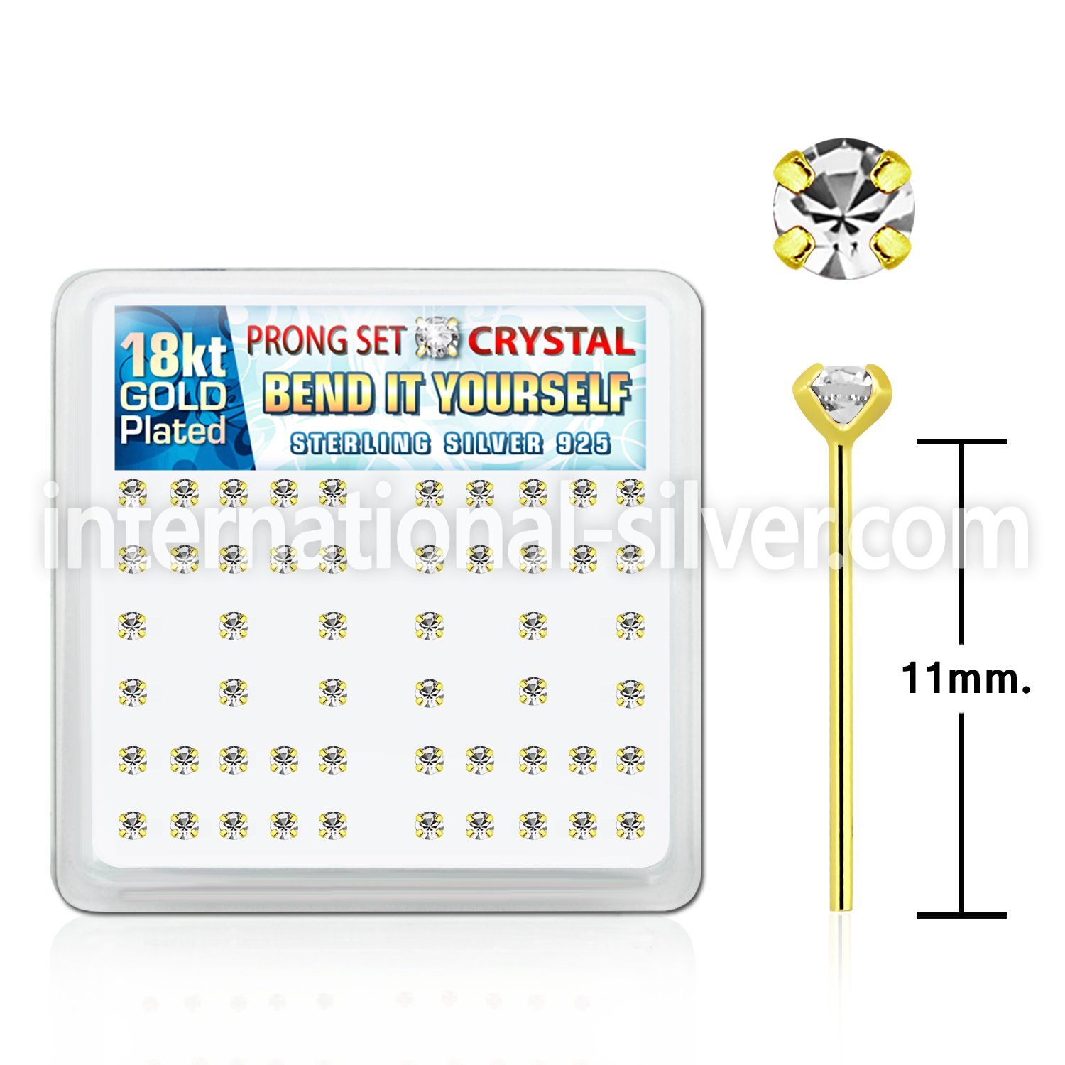 18yp14xc bend it to fit nose studs silver 925 nose