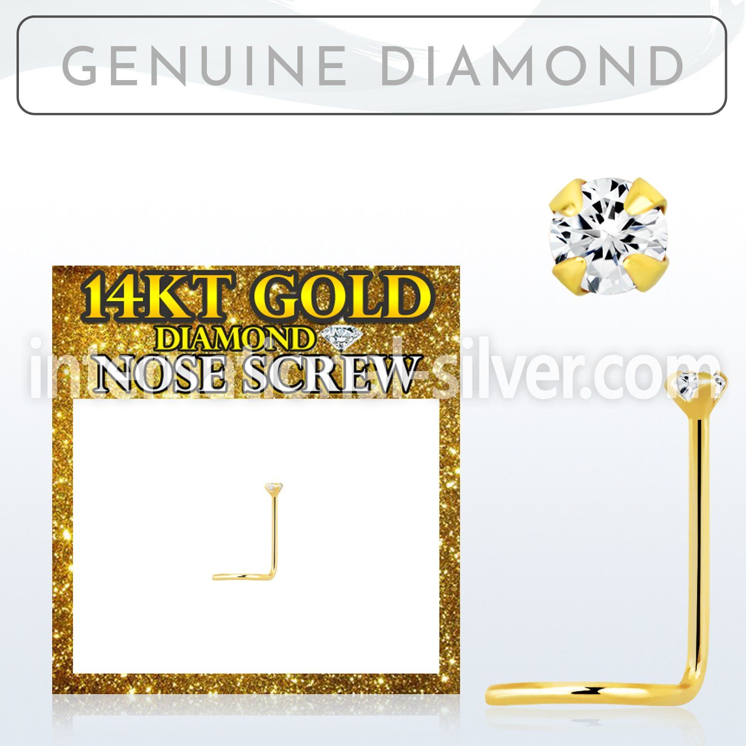 22g 0.6mm solid 14karat gold nose screw