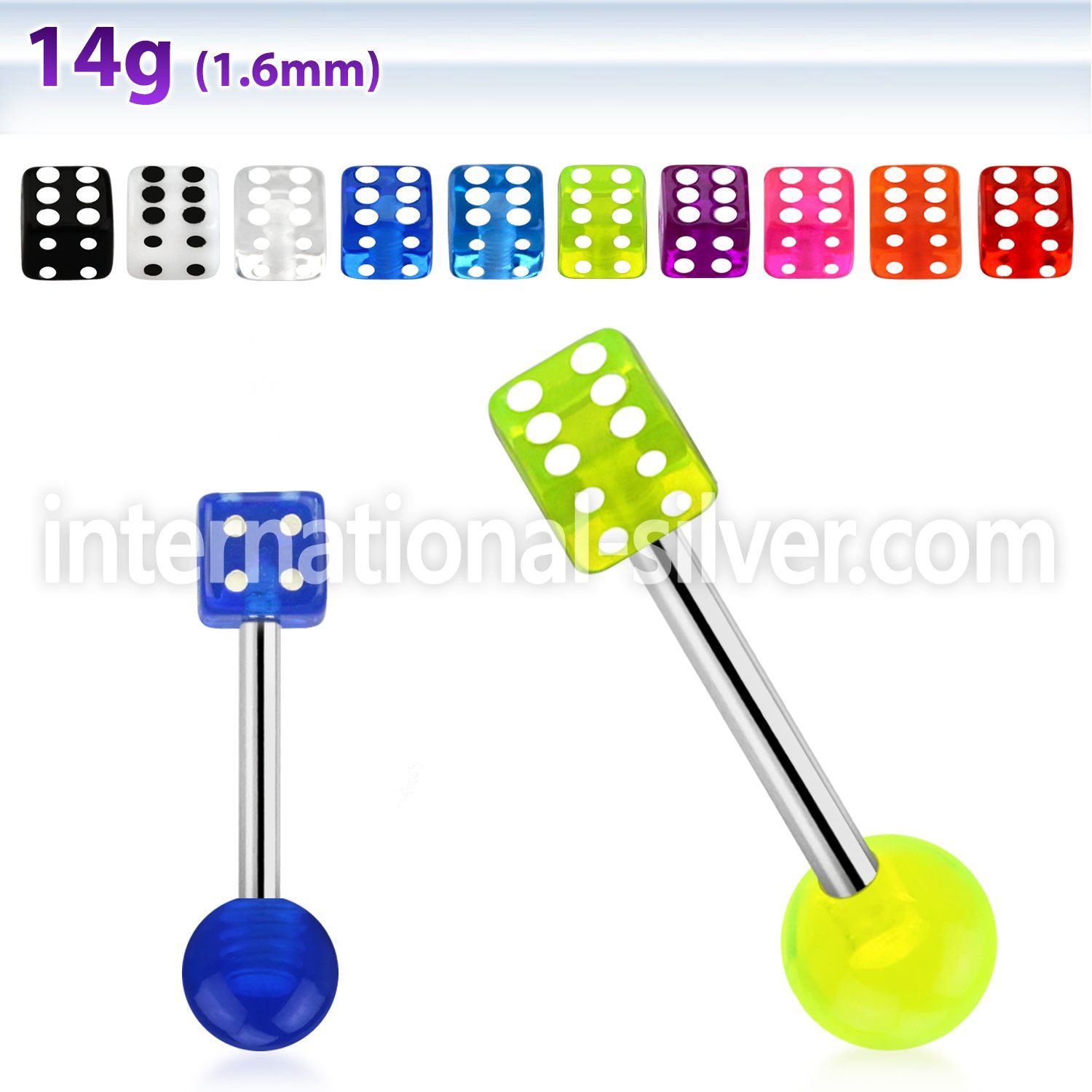 bbuvdi straight barbells surgical steel 316l with acrylic parts tongue