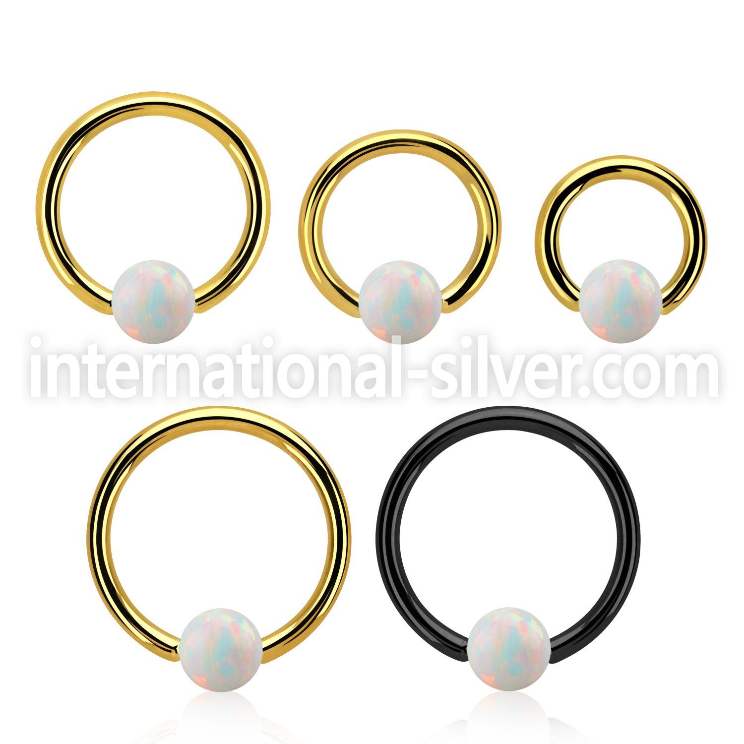 bcrt14o5 pvd plated 316l steel bcr 14g w 5mm synthetic opal ball