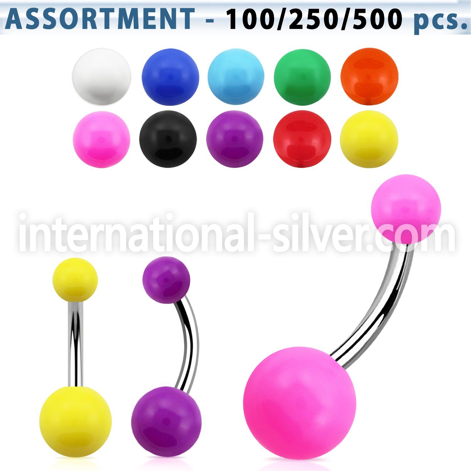 blk442 belly rings surgical steel 316l with acrylic parts belly button