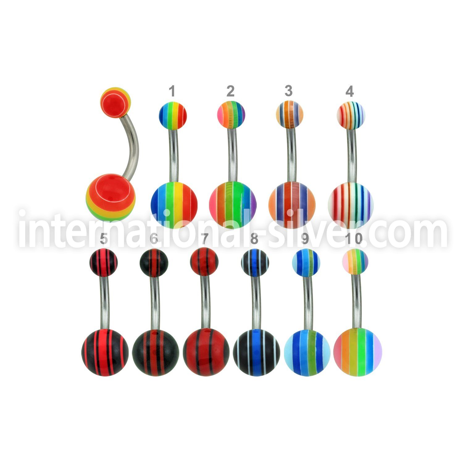 bnbd 316l steel belly banana with 5 8mm acrylic bead ball
