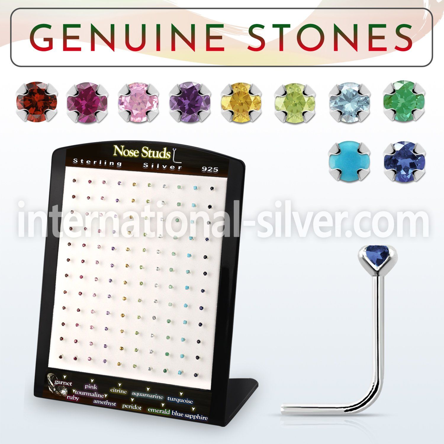 brnspge l shape nose studs silver 925 nose