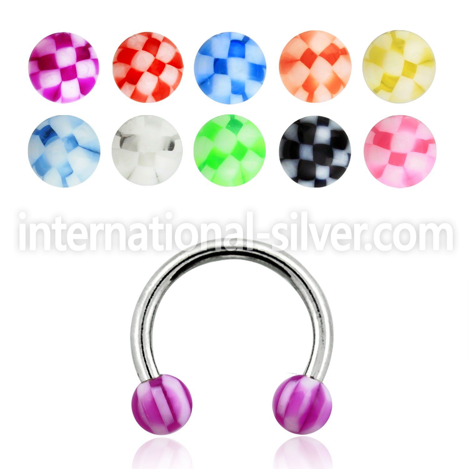 cbebck horseshoes surgical steel 316l with acrylic parts belly button