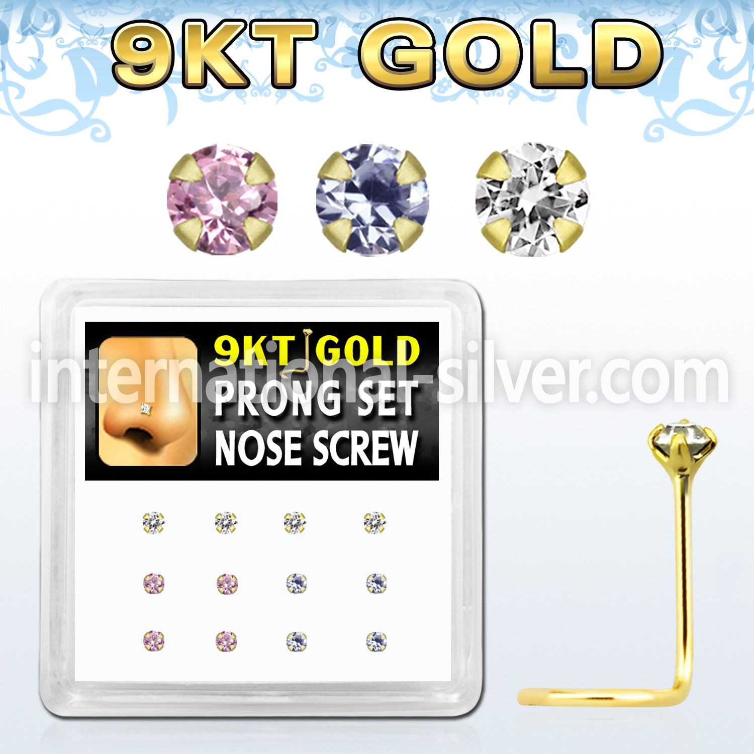d9gsc17 l shape nose studs gold nose