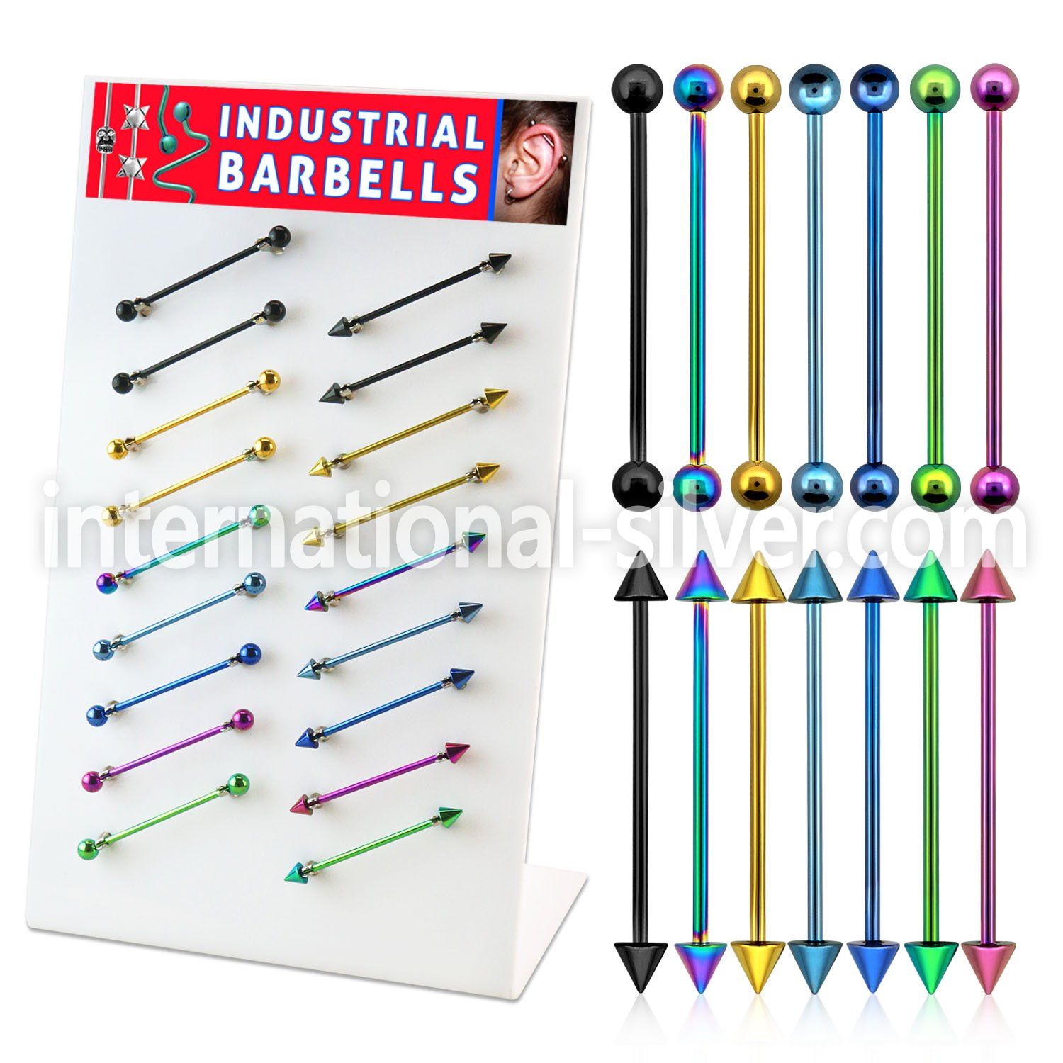 dind1 straight barbells anodized surgical steel 316l 