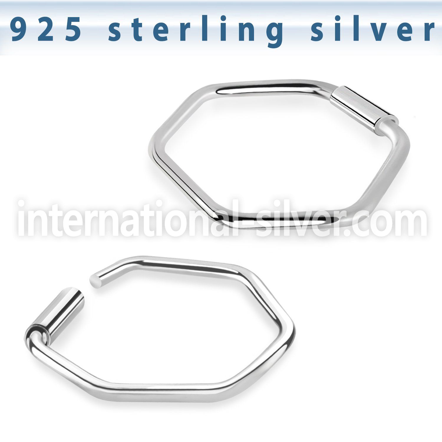 endh silver endless nose ring hoop hexagon shape design