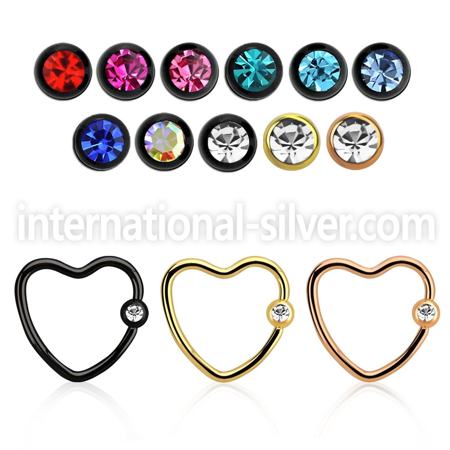 hccrt16 hoops captive rings anodized surgical steel 316l ear lobe