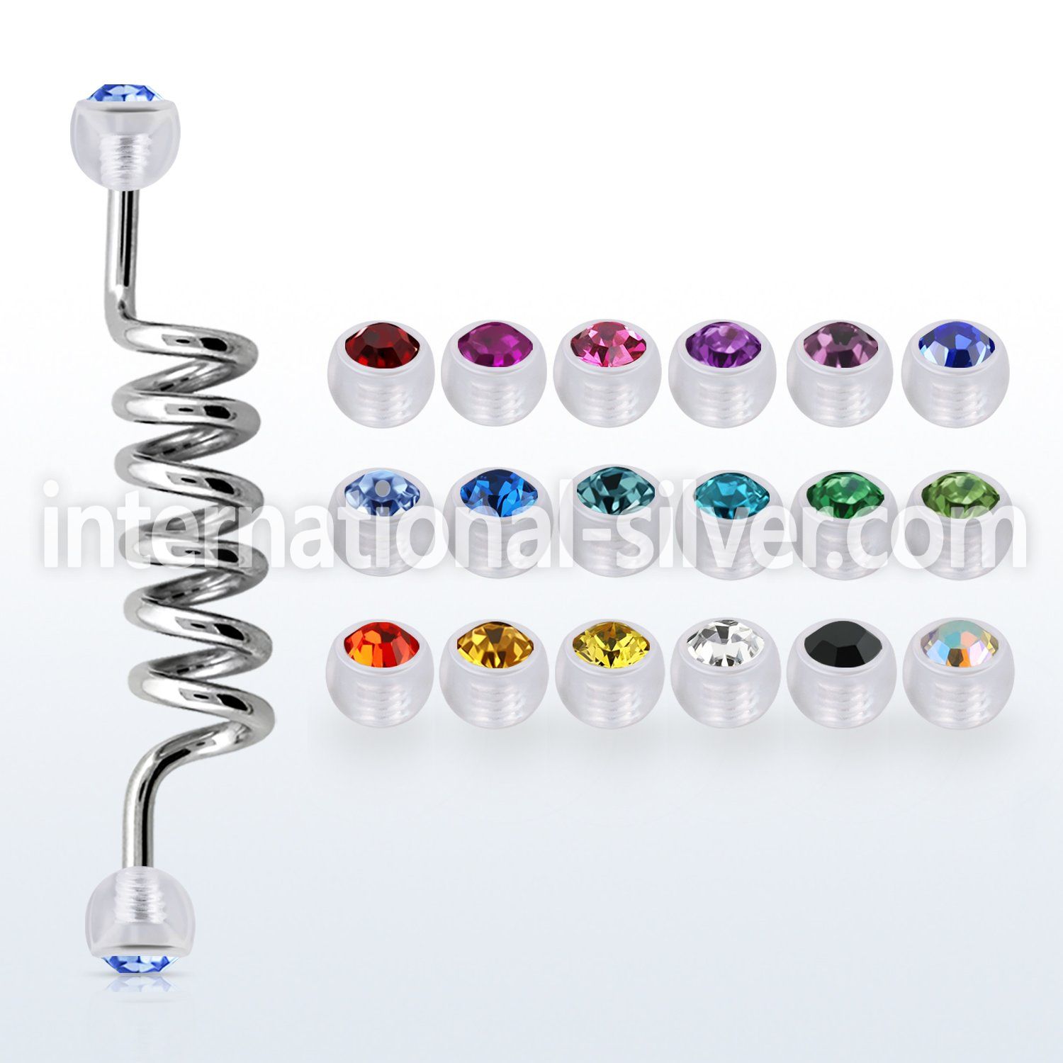 indajb5 straight barbells surgical steel 316l with acrylic parts helix