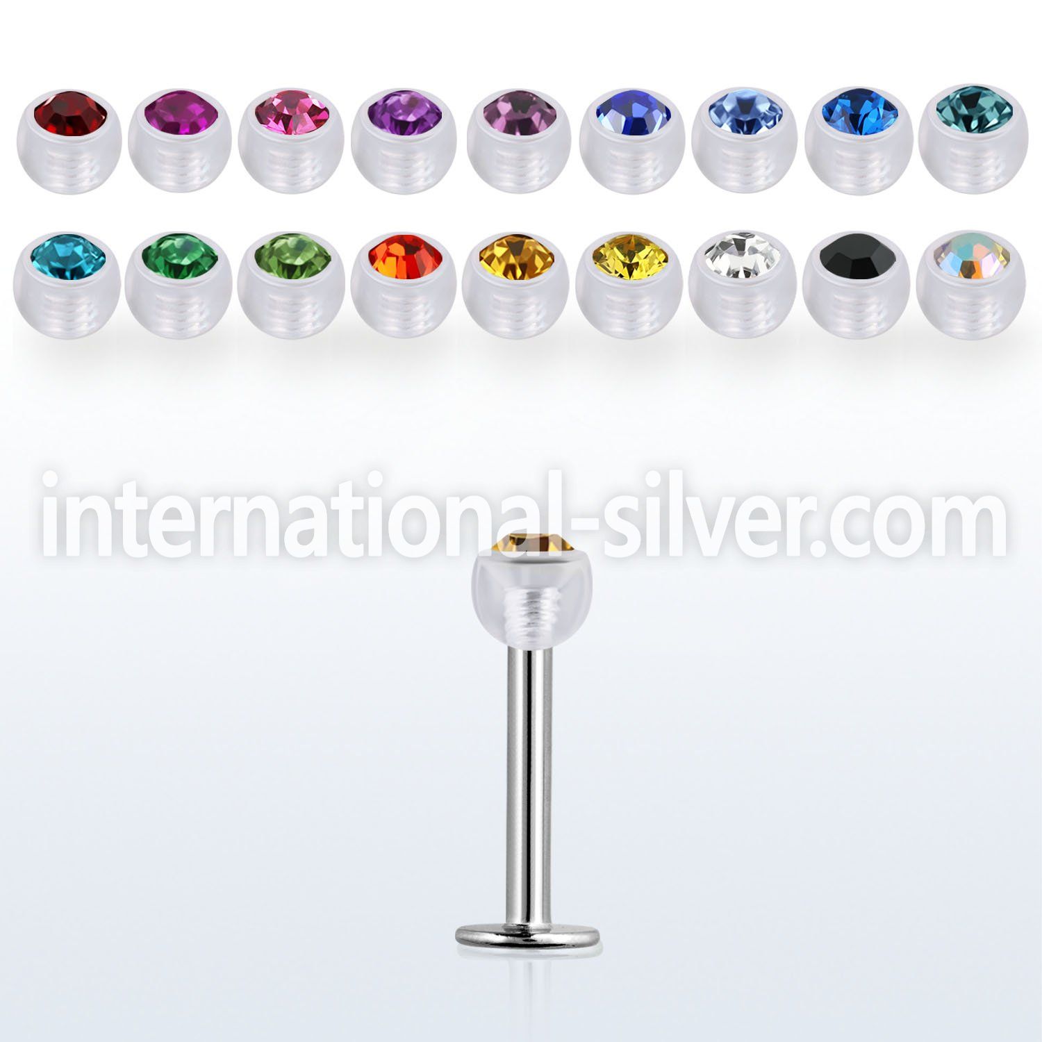 lbajb4 labrets lip rings surgical steel 316l with acrylic parts labrets chin