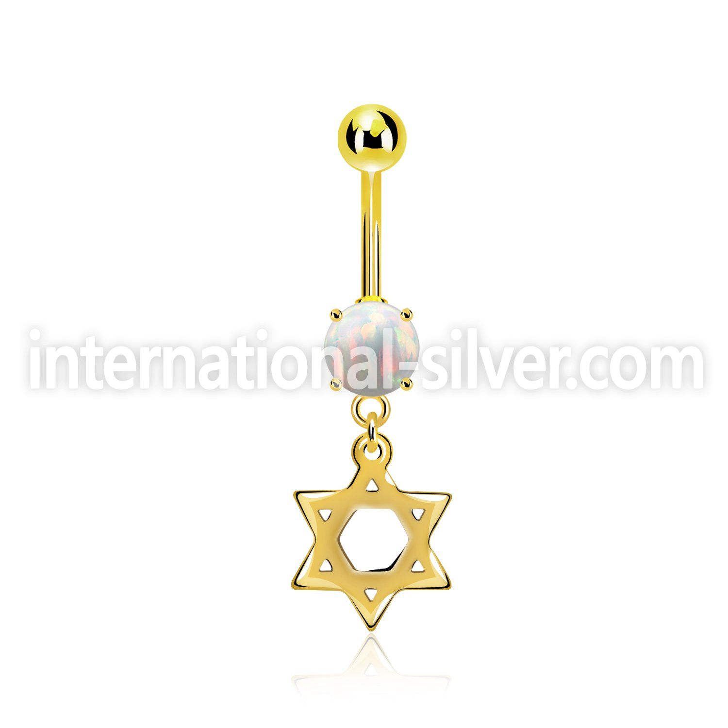 mgodsr gold steel belly banana w opal  steel david star