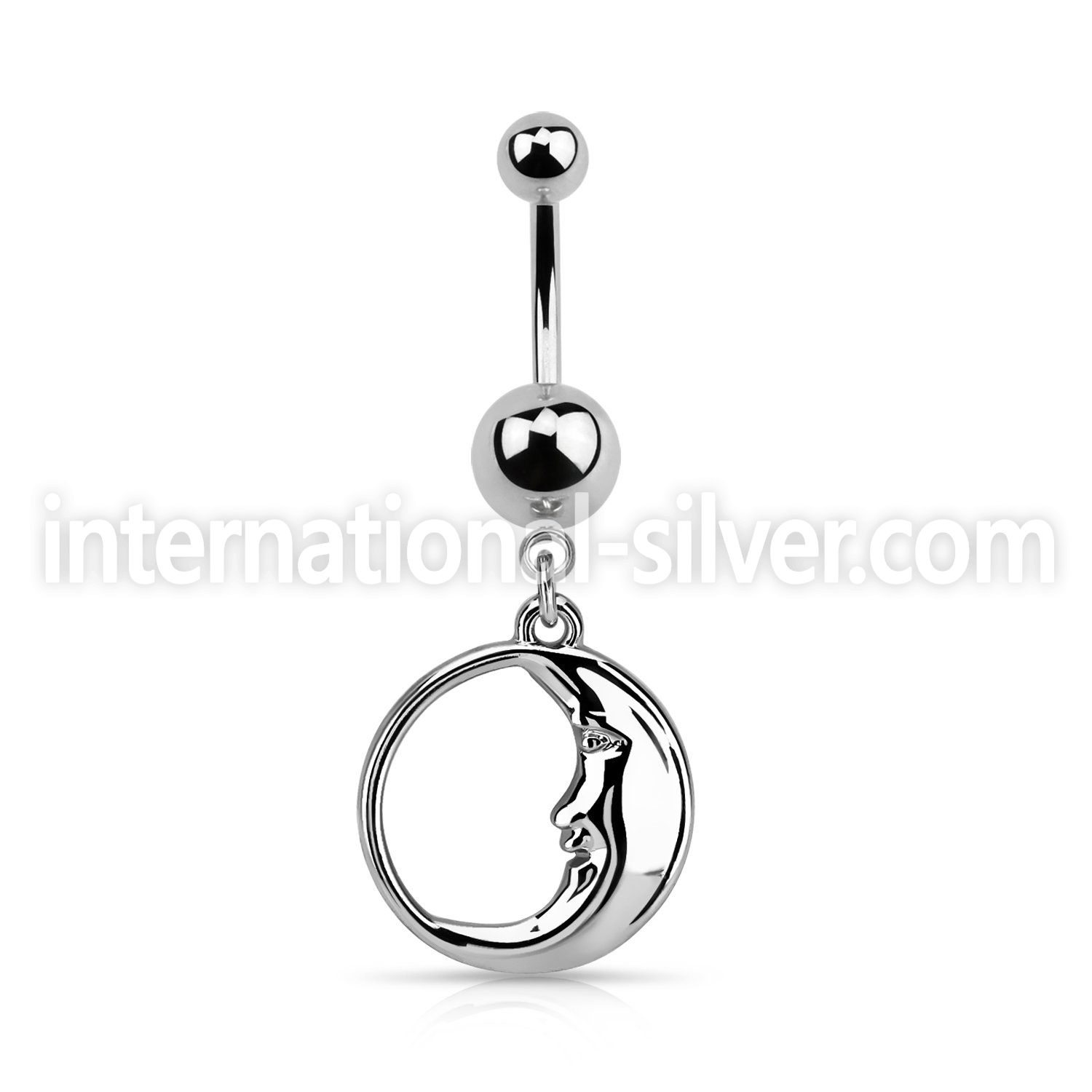 msd733 316l steel belly banana w a dangling sleepy moon