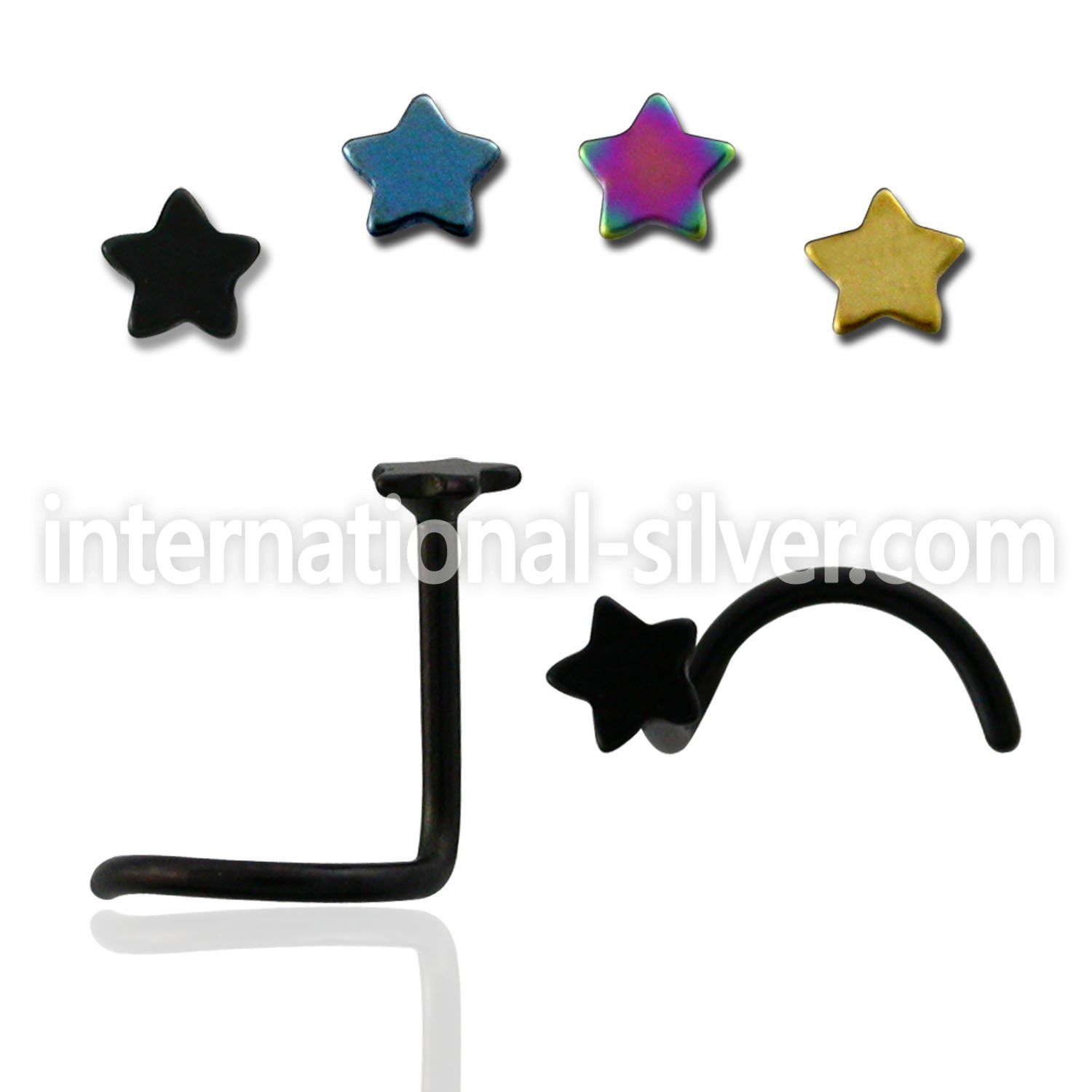 nsctsr l shape nose studs anodized surgical steel 316l nose
