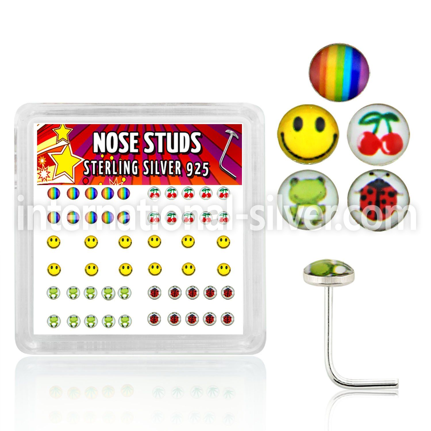 nslgx5 l shape nose studs silver 925 nose
