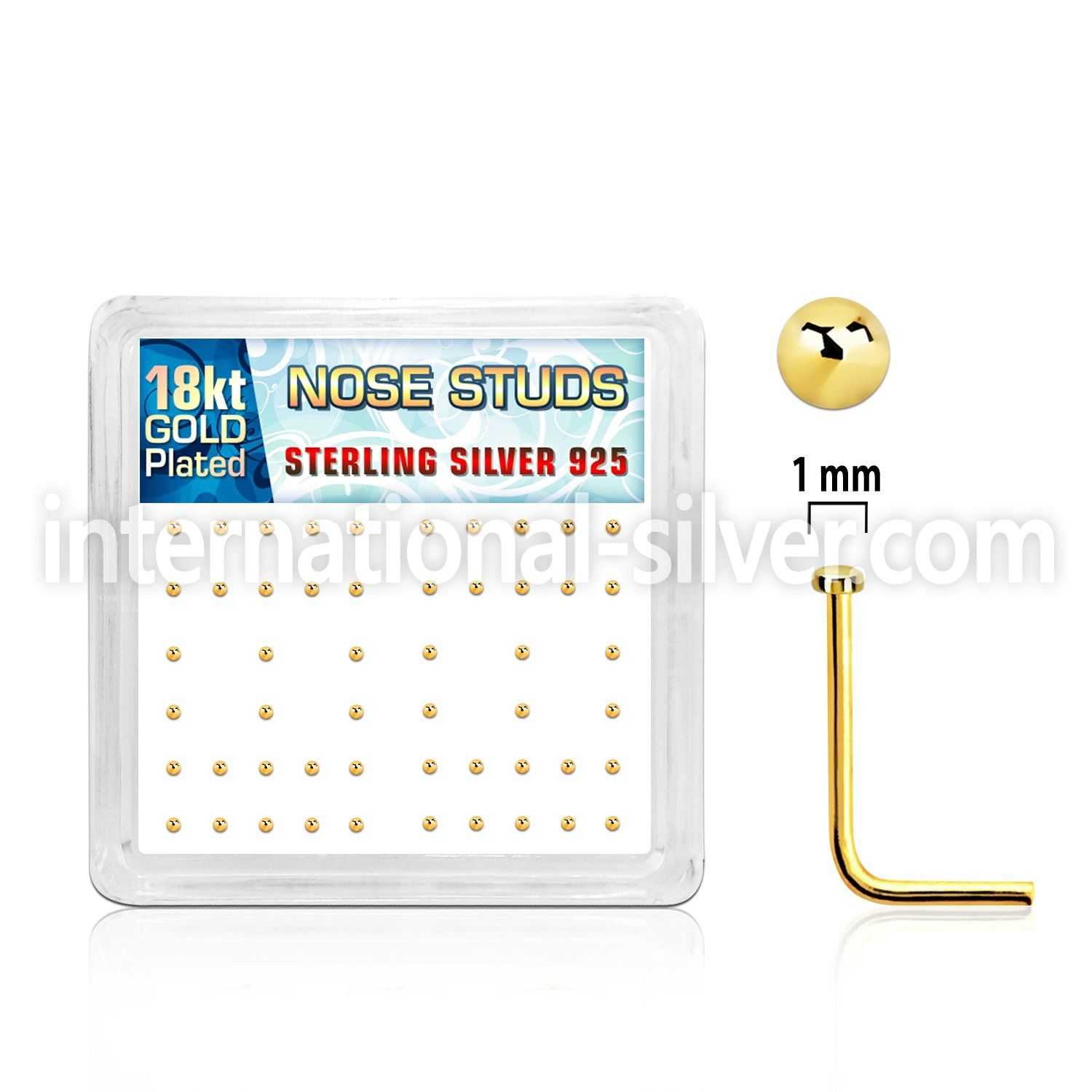 nsmx5rg silver nose studs w 18k gold plating 1mm flat tops