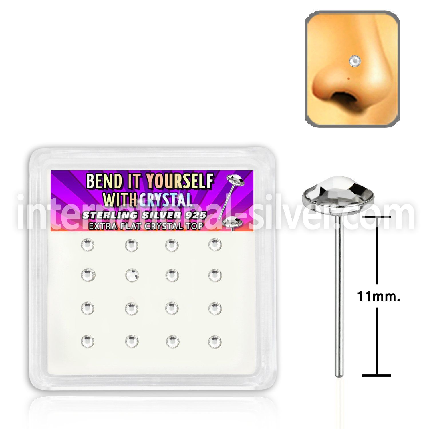 nyfb16c bend it to fit nose studs silver 925 nose
