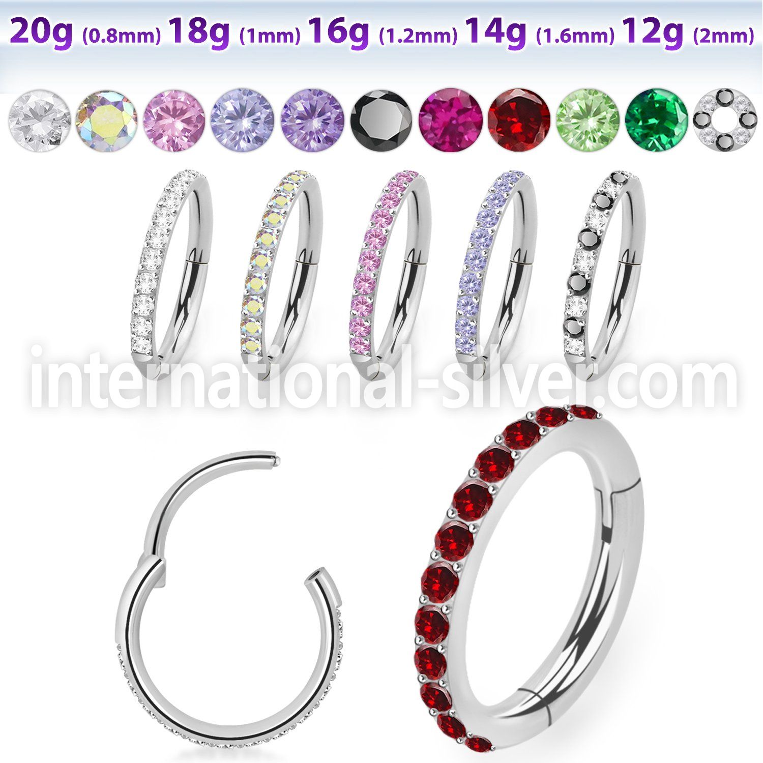 sgsh10 surgical steel segment ring cz stones