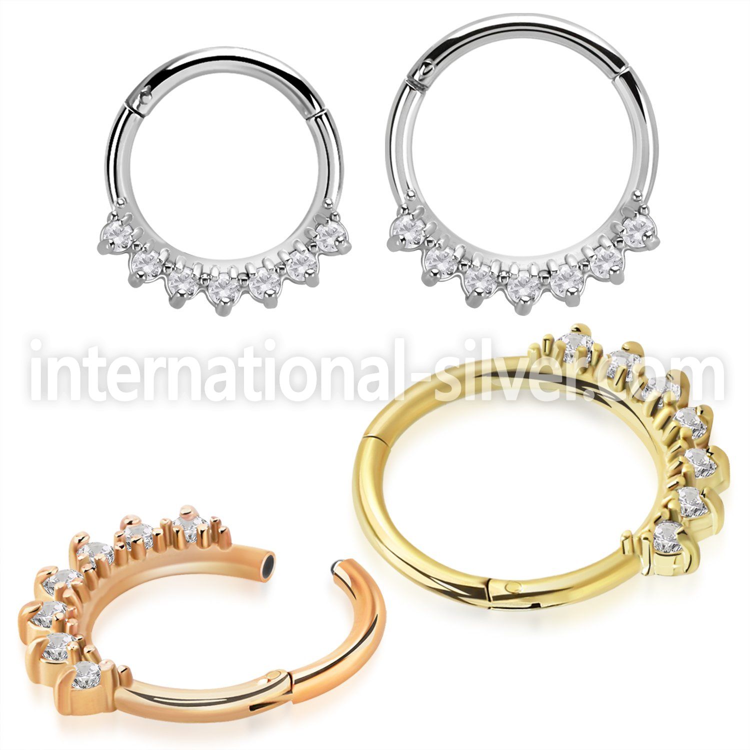 sgtsh29 pvd plating steel hinged segment hoop facing cnc cz