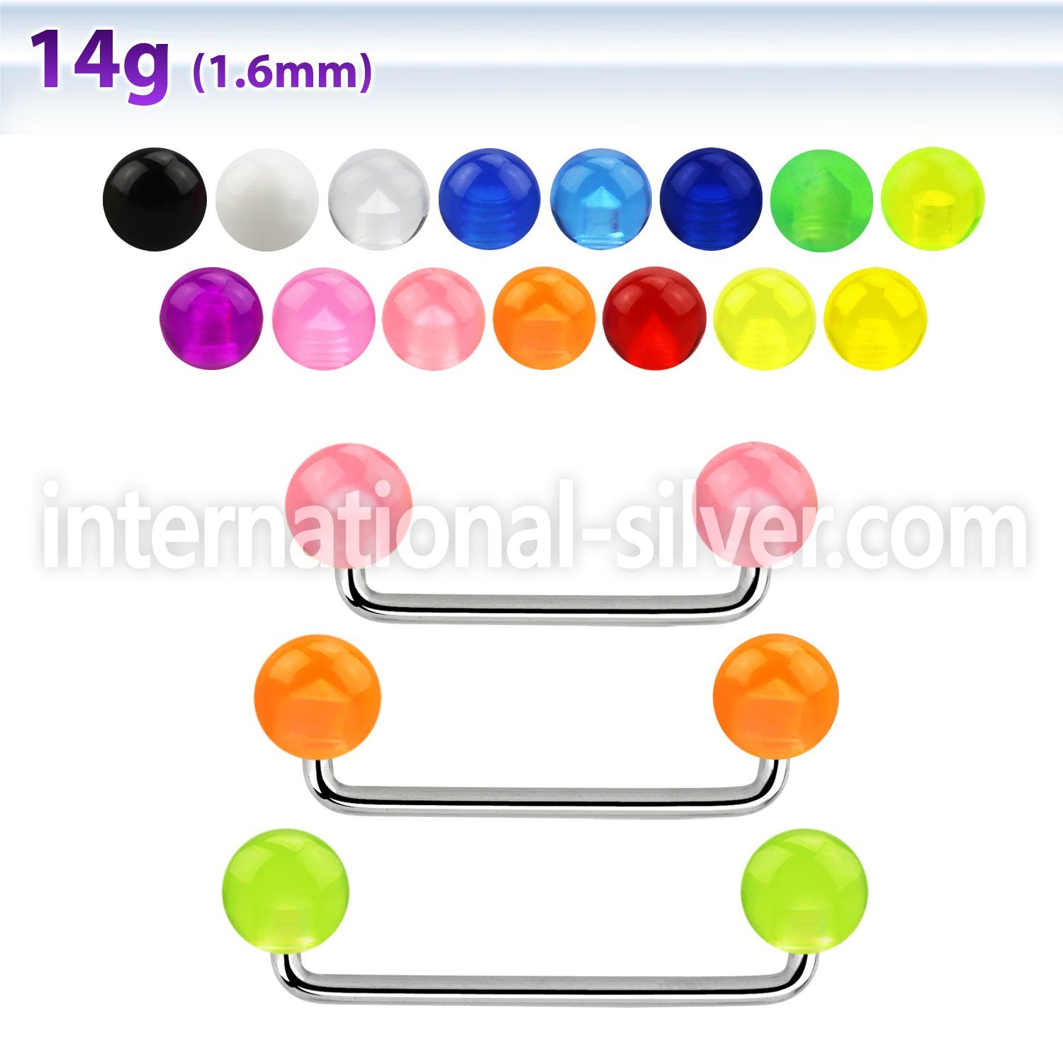 sudvb6 surface piercing surgical steel 316l with acrylic parts surface piercings