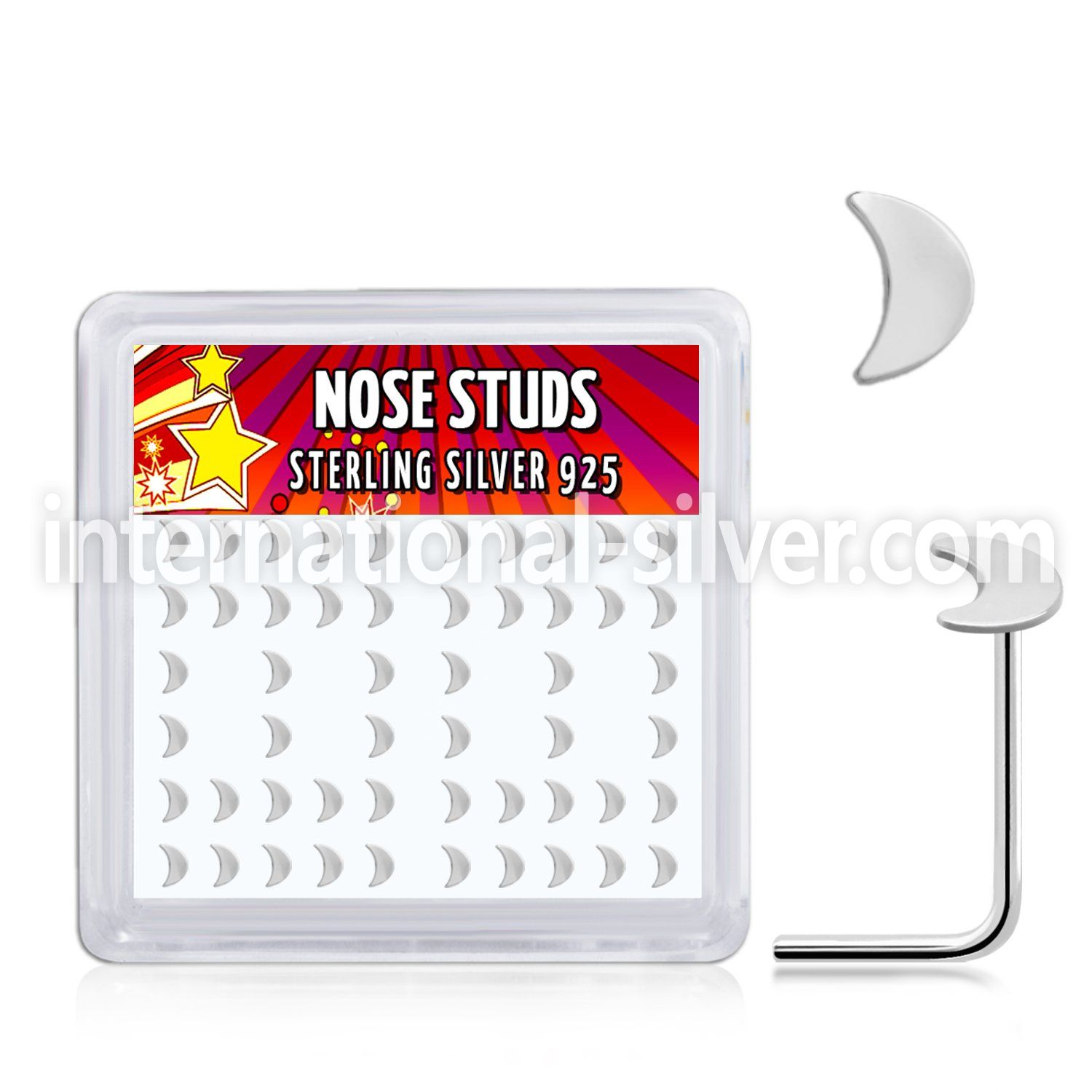 sxvmo sterling silver l shaped nose studs flat moon top 52