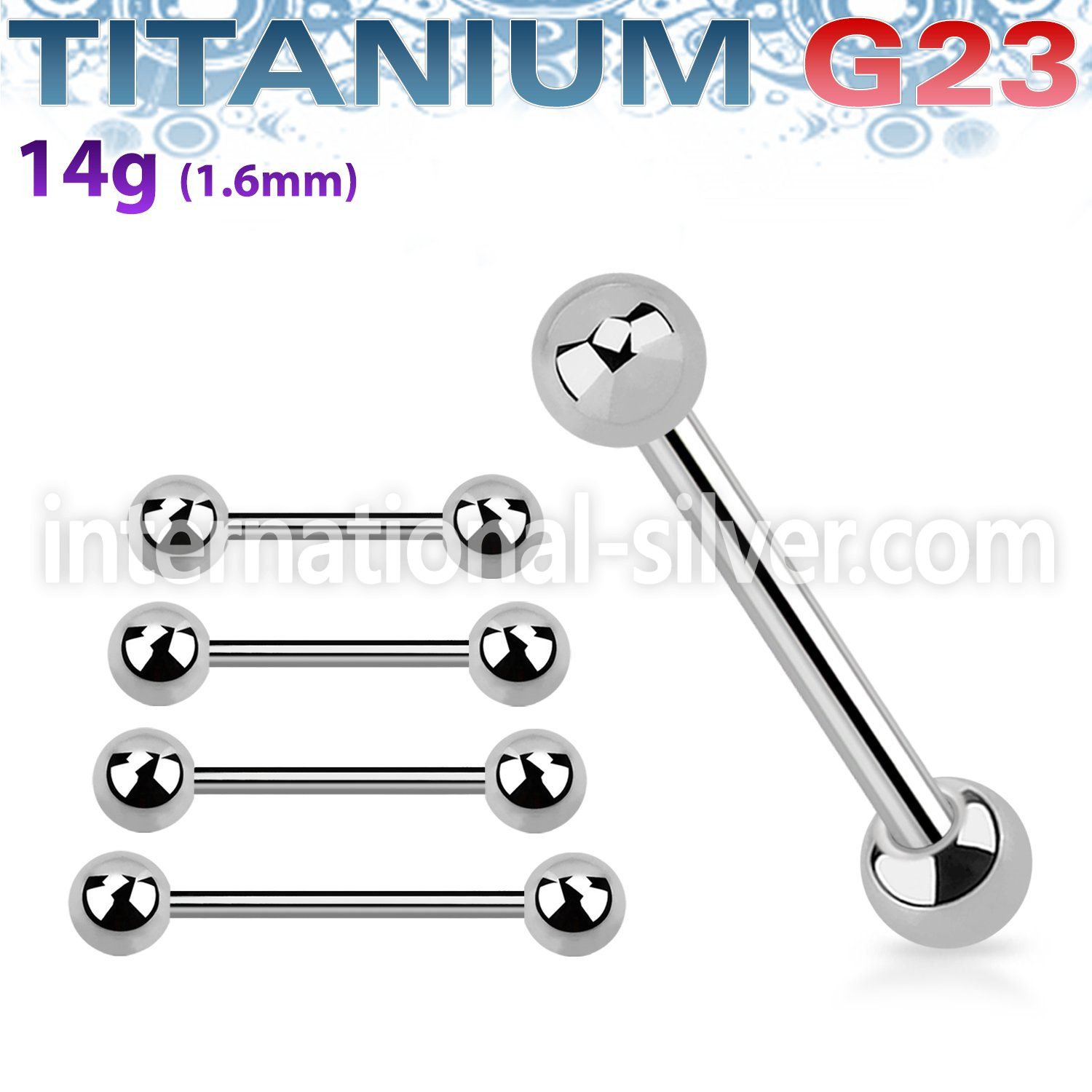 ubbnps straight barbells titanium g23 implant grade nipple