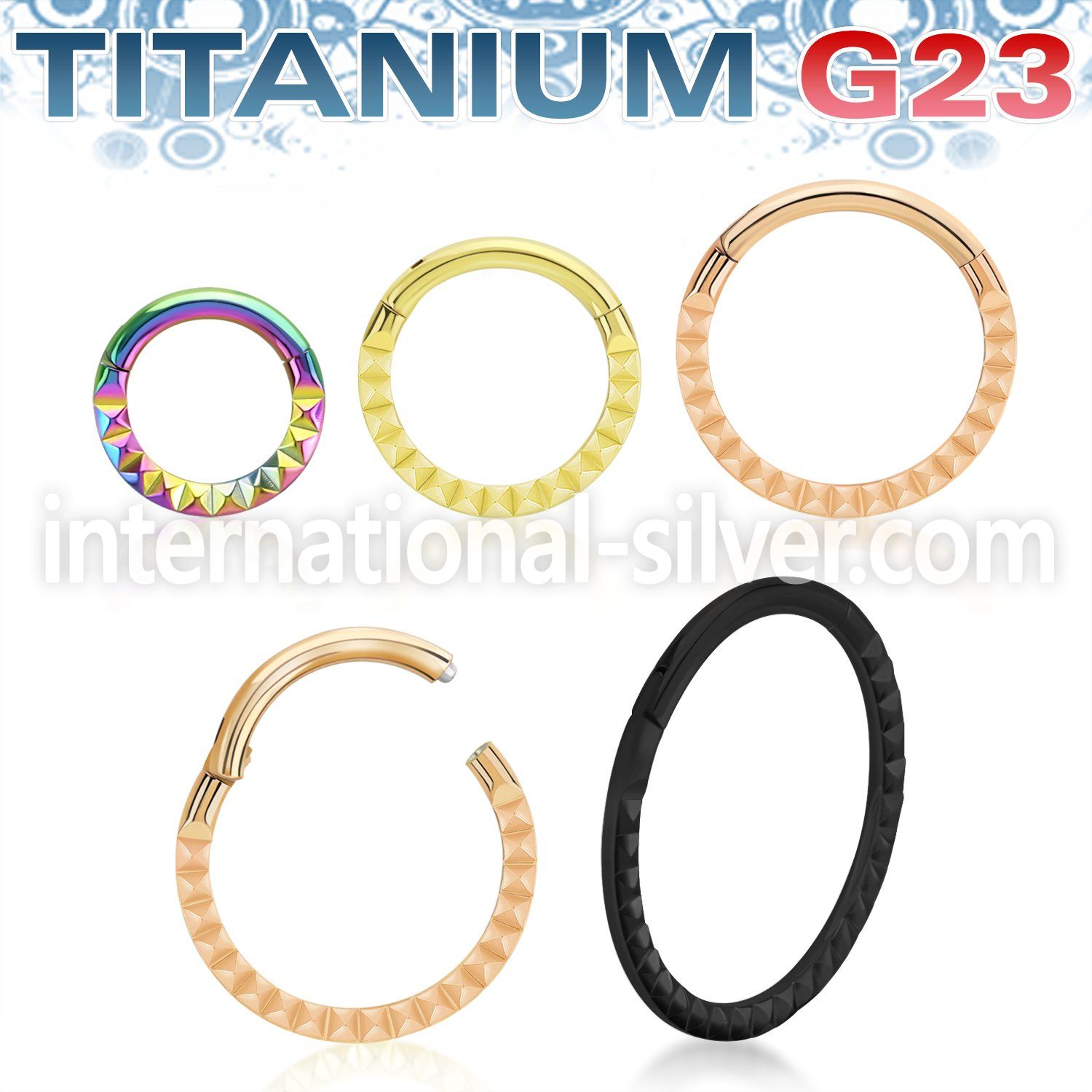 usgsh41t pvd titanium hinged segment hoop 16g pyramids side