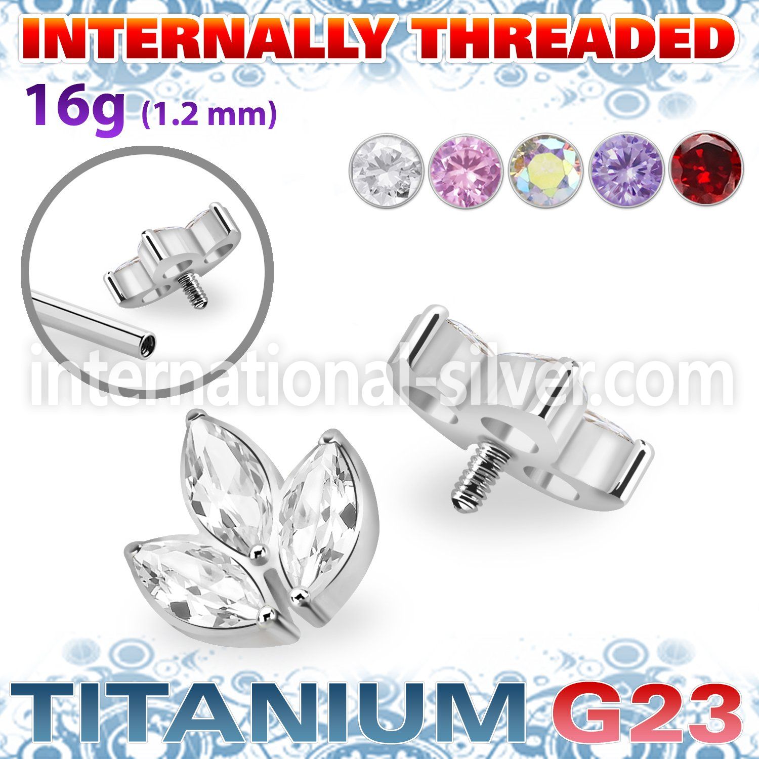 ushz30in titanium leaf top three marquise cz