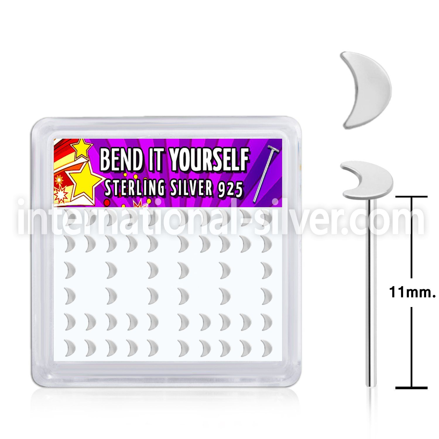 yxvmo silver bend it to fit nose studs 22g flat moon top 52
